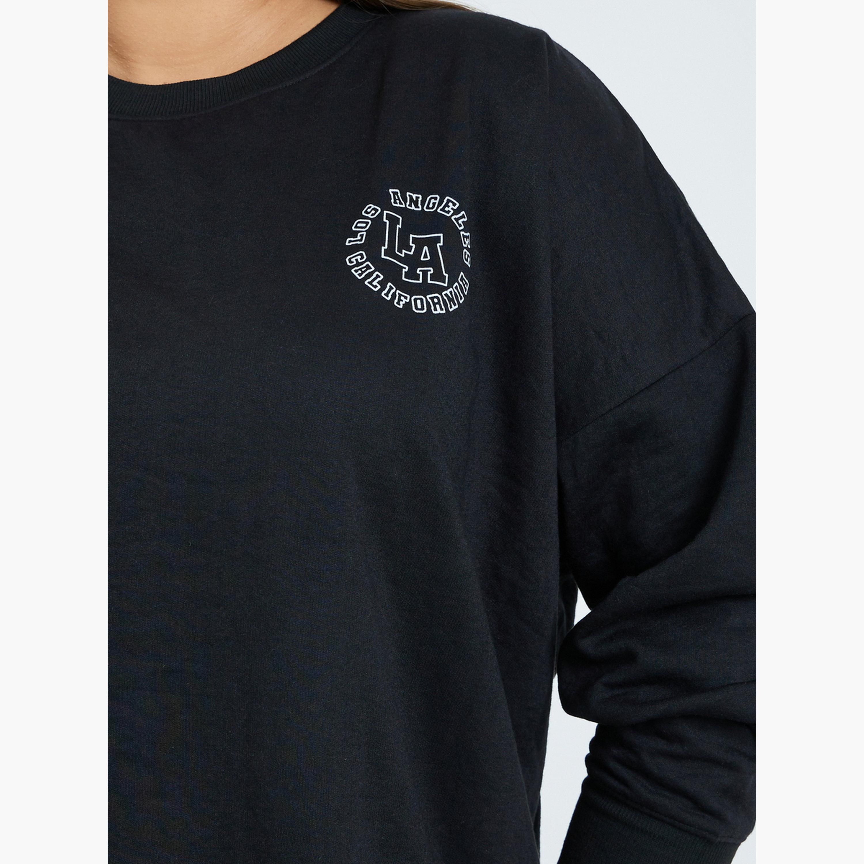 ستايلي - سويت شيرت مطبوع طويل مقاس كبير للنساء -women-clothing-hoodiesandsweatshirts-sweatshirts-image-3