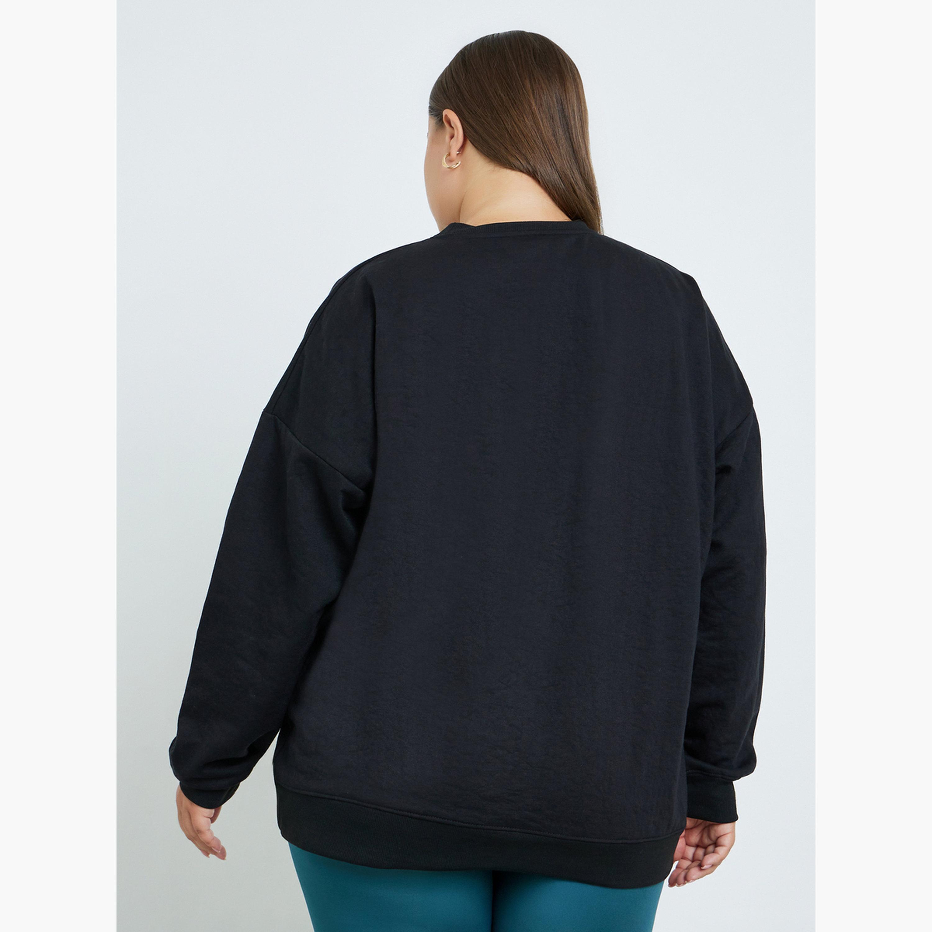 ستايلي - سويت شيرت مطبوع طويل مقاس كبير للنساء -women-clothing-hoodiesandsweatshirts-sweatshirts-image-4