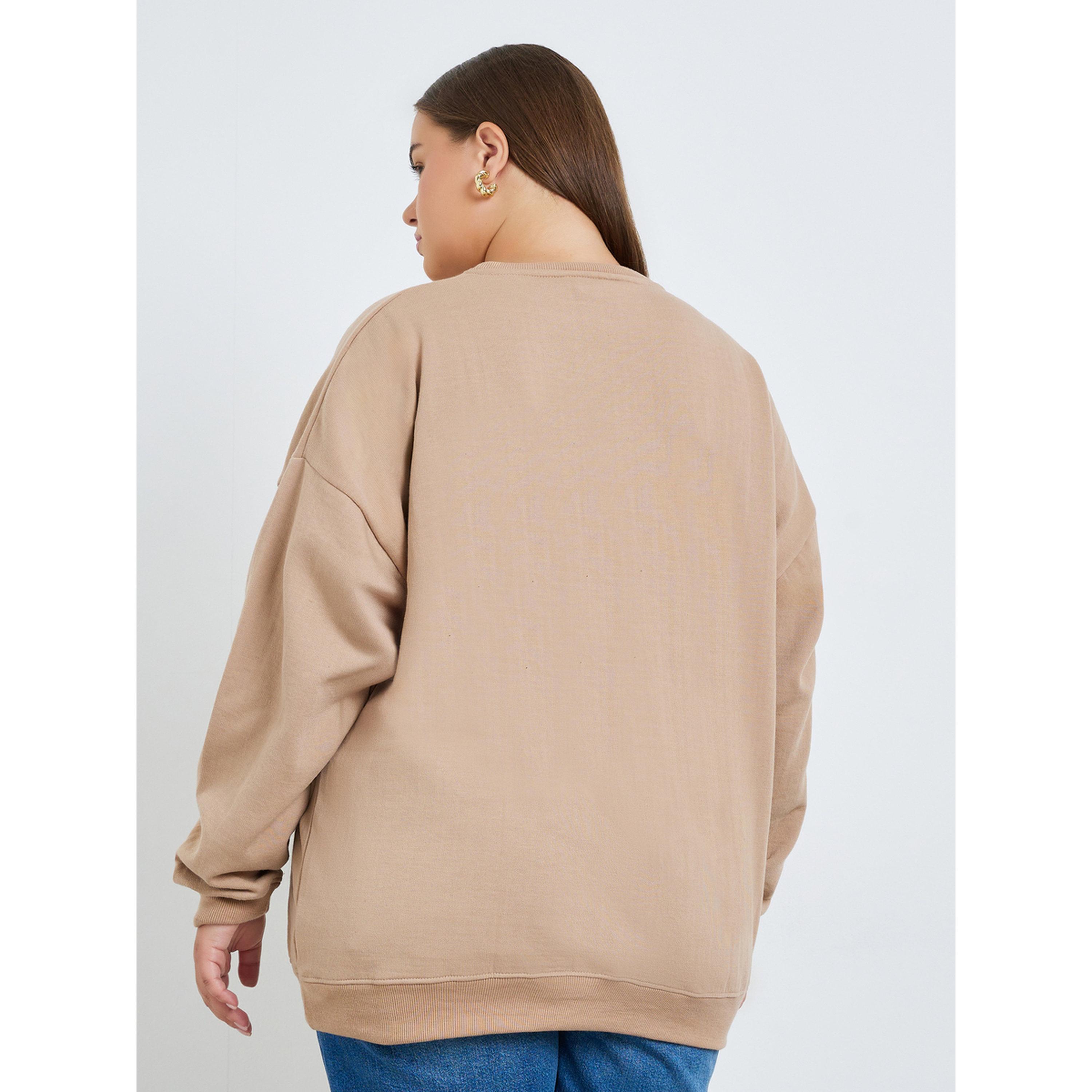 Styli Women Plus Size Beige Oversized Sweatshirt-women-winterwear-hoodiesandsweatshirts-sweatshirts-image-5