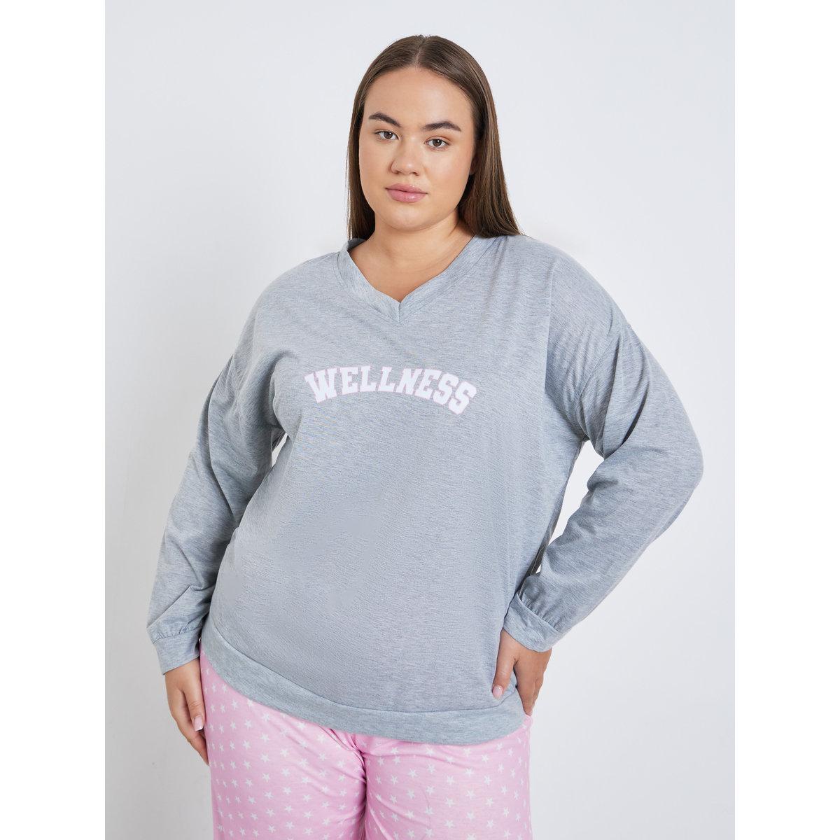 طقم من بنطال بيجاما وتيشيرت بمقاس كبير-women-clothing-nightwear-pyjamas-longsets-image-2