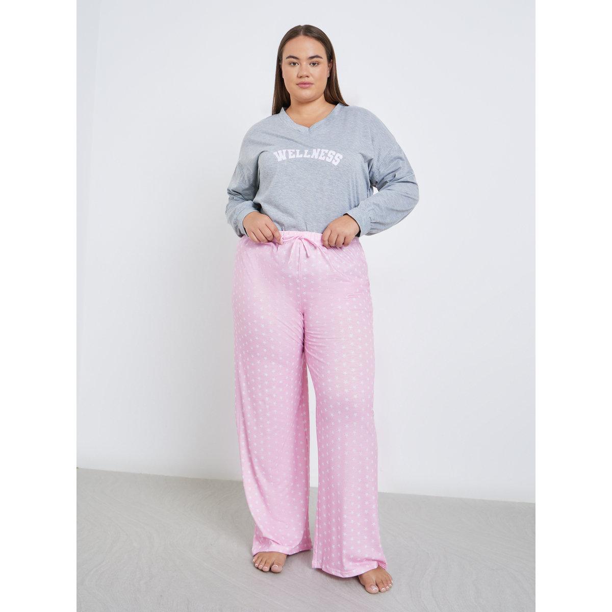 طقم من بنطال بيجاما وتيشيرت بمقاس كبير-women-clothing-nightwear-pyjamas-longsets-image-4