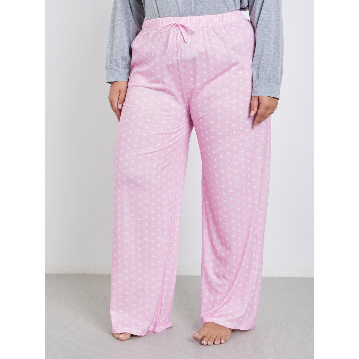 Styli Plus Wellness Slogan Drop Shoulder T-Shirt and Pyjama Set-women-clothing-nightwear-pyjamas-longsets-image-5