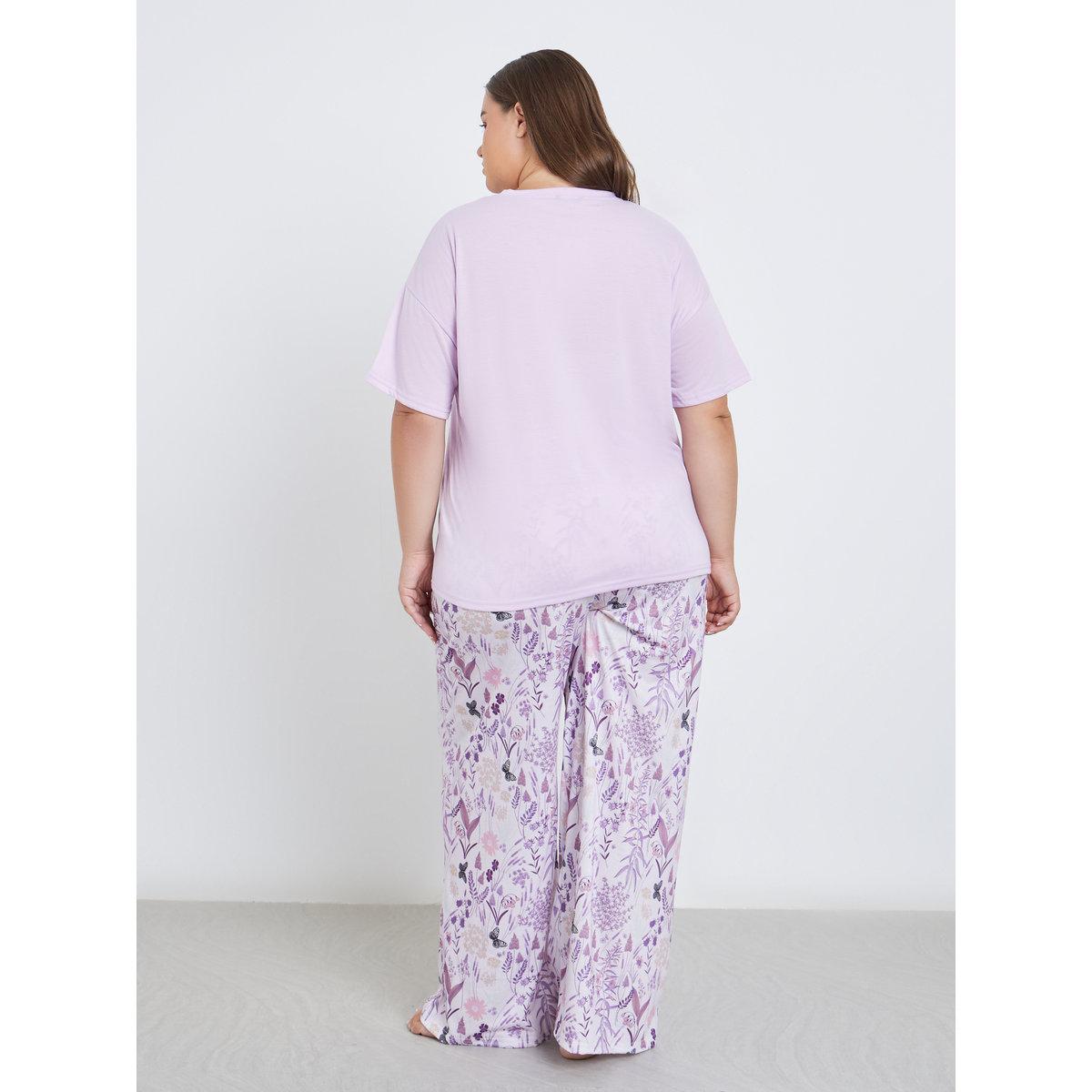 طقم من بنطال بيجاما وتيشيرت بمقاس كبير-women-clothing-nightwear-pyjamas-longsets-image-5