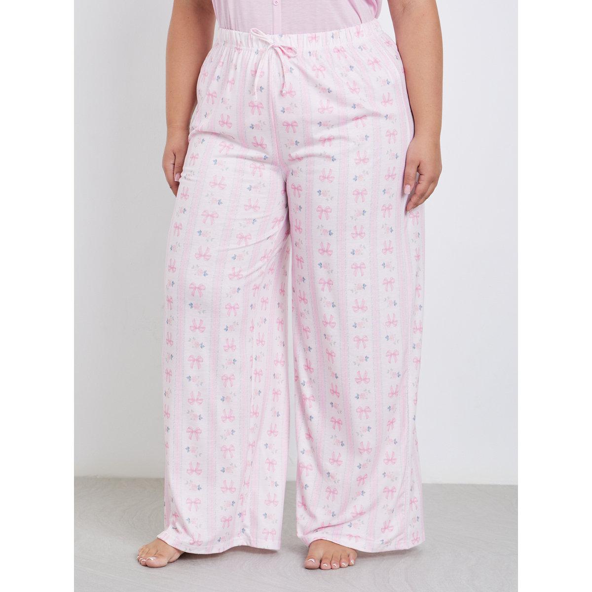 Styli Plus Square Neck Lettuce Hem Top and Bow Print Pyjama Set-women-clothing-plussize-nightwear-nightwearsets-image-5