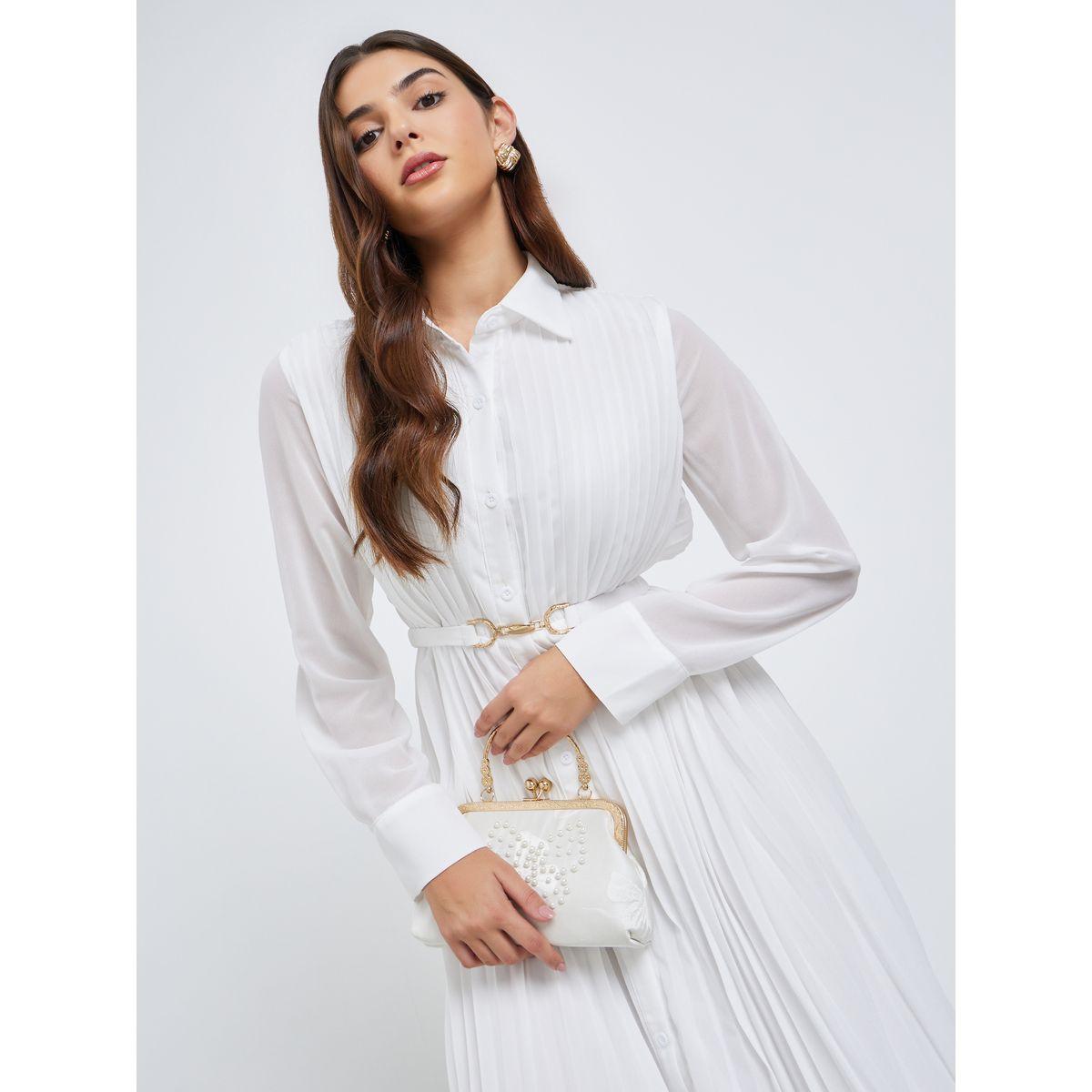 Styli Pleated Shirt Maxi Dress with Belt Detail-women-clothing-dresses-image-1