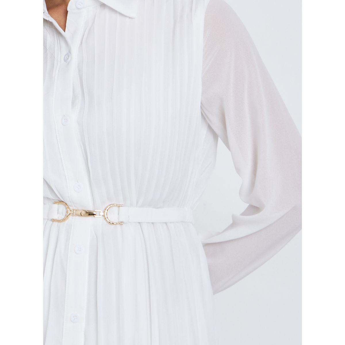 Styli Pleated Shirt Maxi Dress with Belt Detail-women-clothing-dresses-image-3