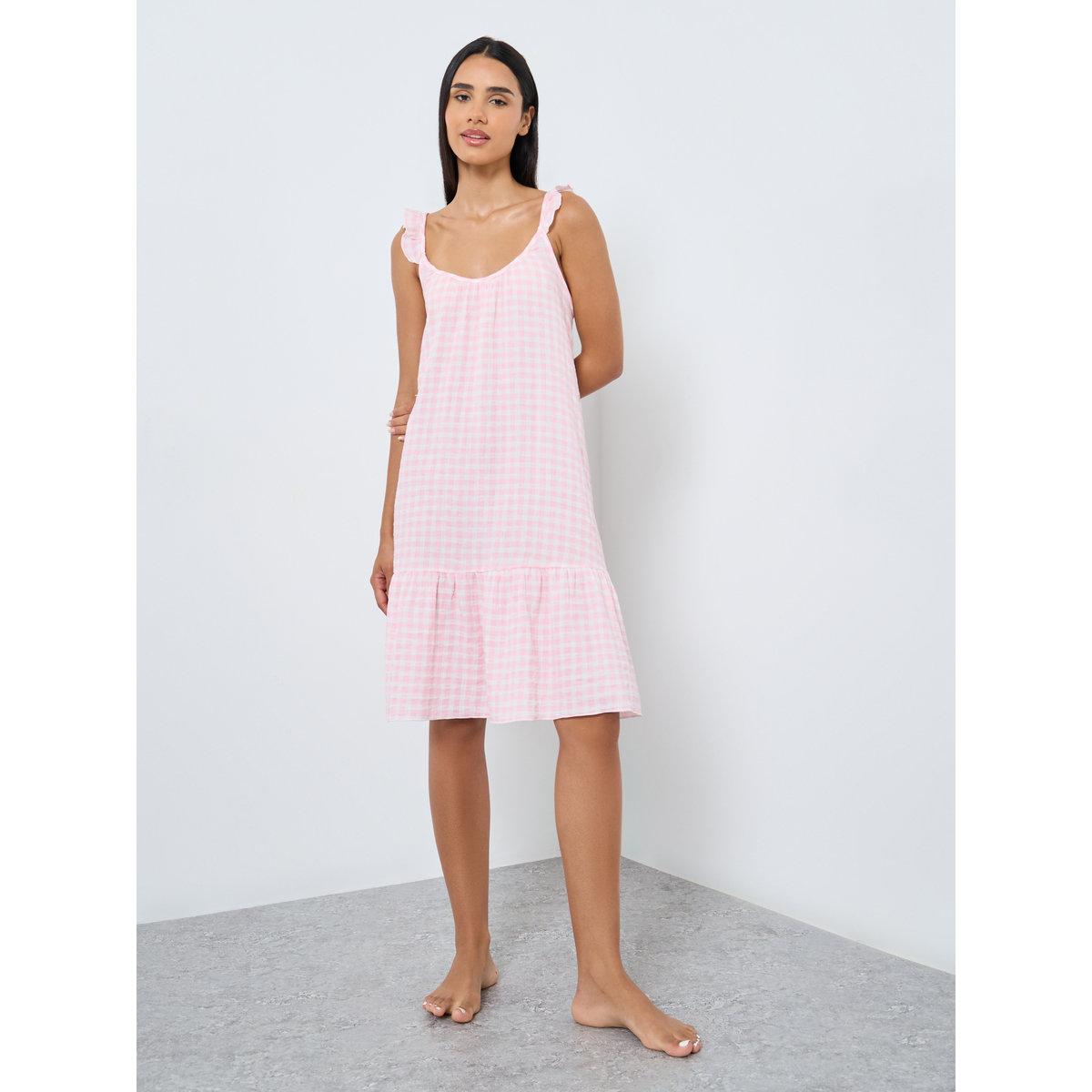 فستان نوم بطبعة جرافيك وتفاصيل كشكش-women-clothing-nightwear-nighties-image-2
