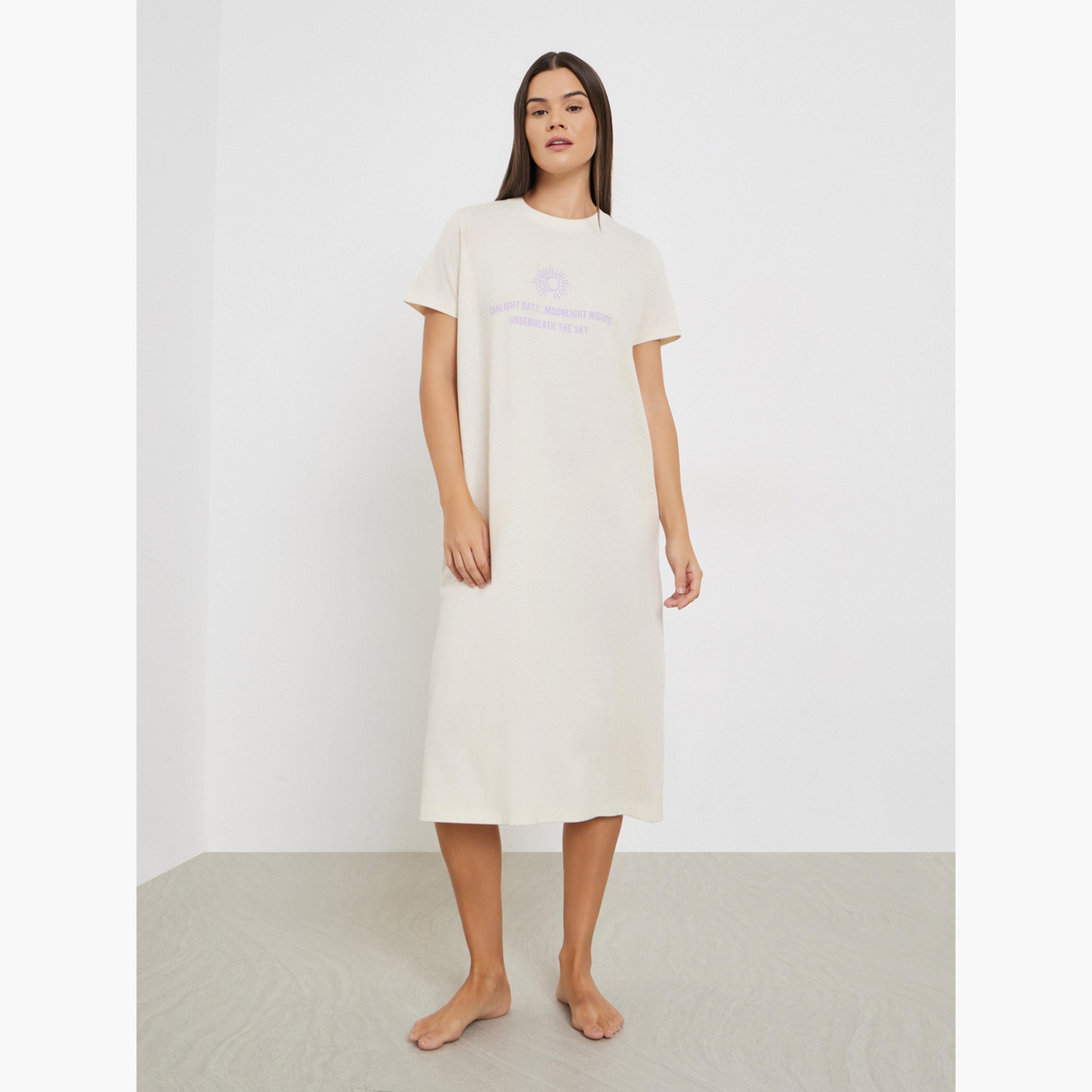ستايلي - عبوة من قطعتين - فستان نوم برسومات الشمس والقمر-women-clothing-nightwear-nighties-image-5