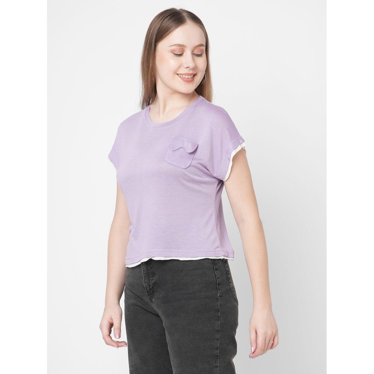 تيشيرت بأكمام قصيرة وتفاصيل جيب-women-clothing-tshirts-image-3