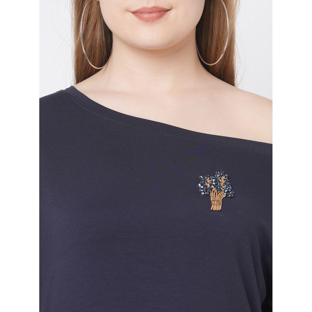 تيشيرت بتفاصيل مُنمقة وياقة غير متماثلة-women-clothing-tshirts-image-2