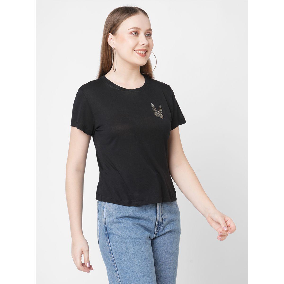 تيشيرت بتفاصيل مُنمقة وأكمام قصيرة-women-clothing-tshirts-image-3