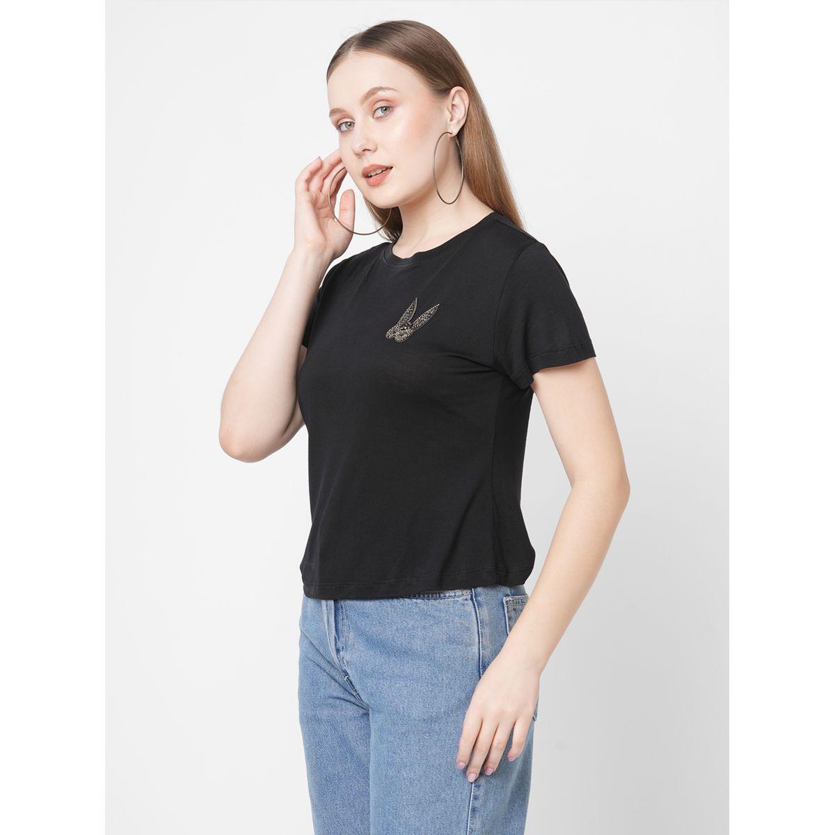 تيشيرت بتفاصيل مُنمقة وأكمام قصيرة-women-clothing-tshirts-image-4