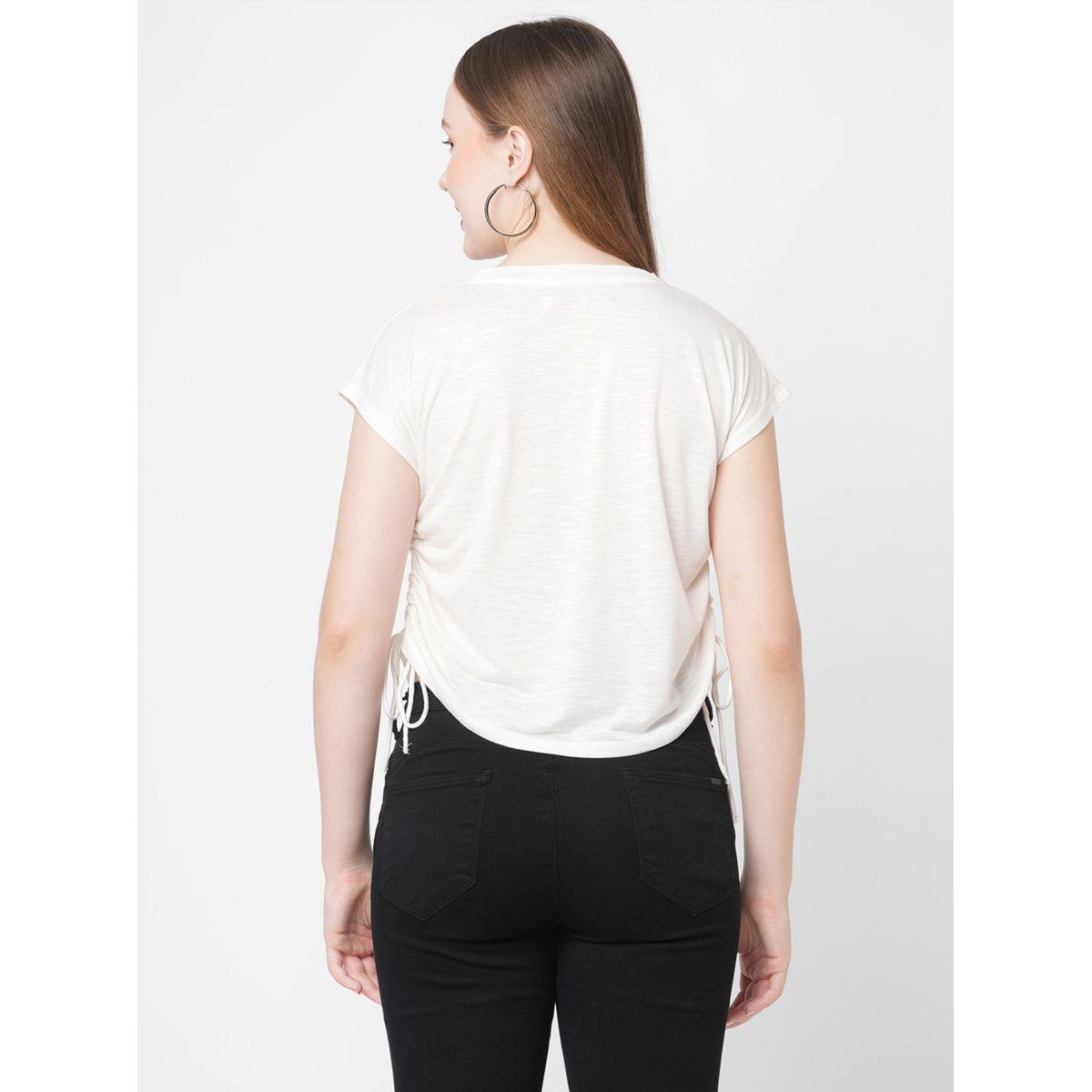 Mish Women White Embellished Heart Detail Side Drawstring T-Shirt-women-clothing-tshirts-image-5