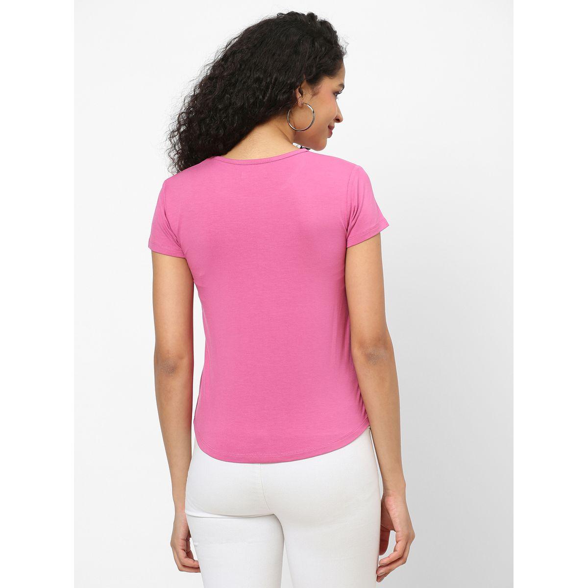 Mish Women Pink Embellished Detail Short Sleeve T-Shirt-women-clothing-tshirts-image-5