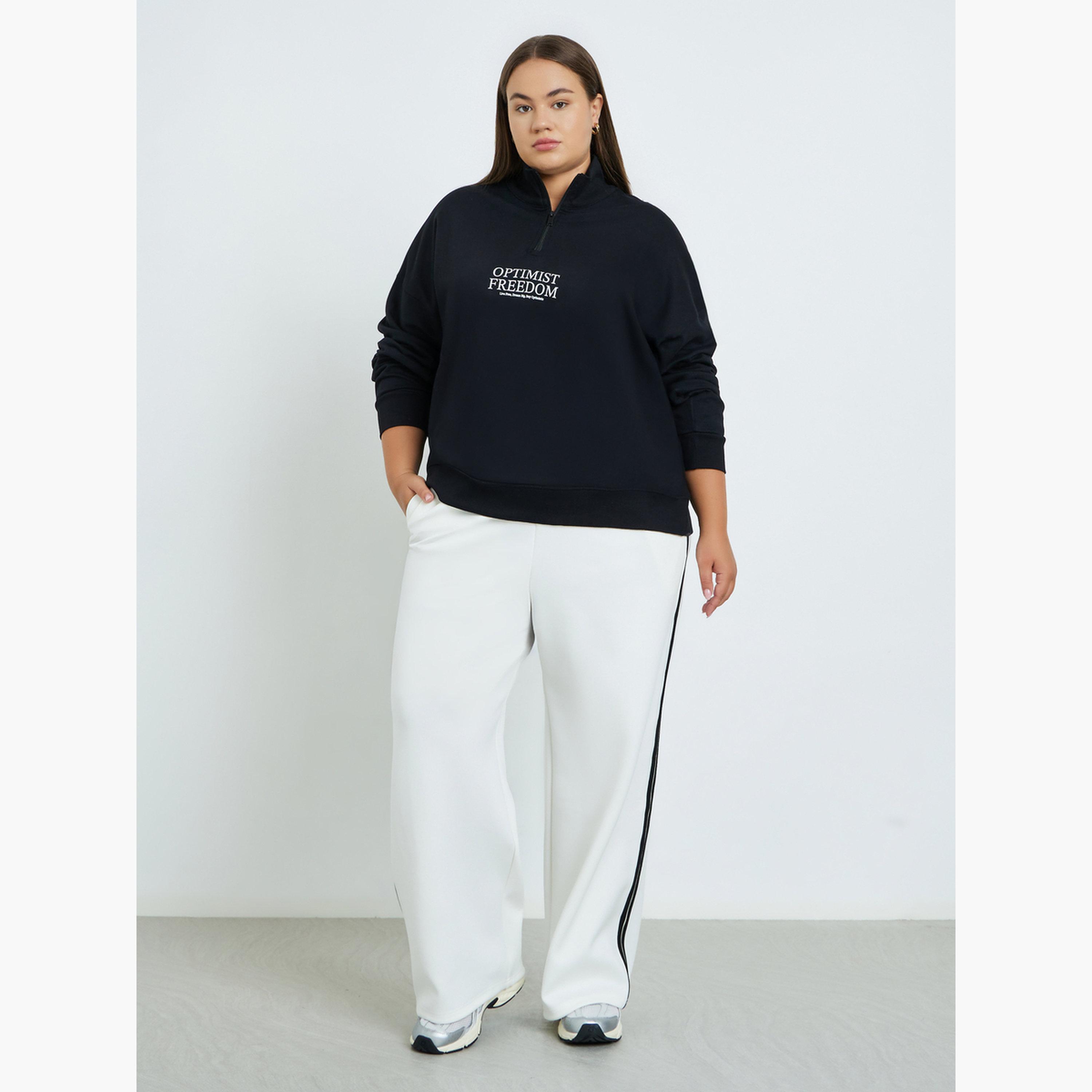 Styli Slogan Print High Neck Long Sleeves Women's Sweatshirt-women-clothing-hoodiesandsweatshirts-sweatshirts-image-2