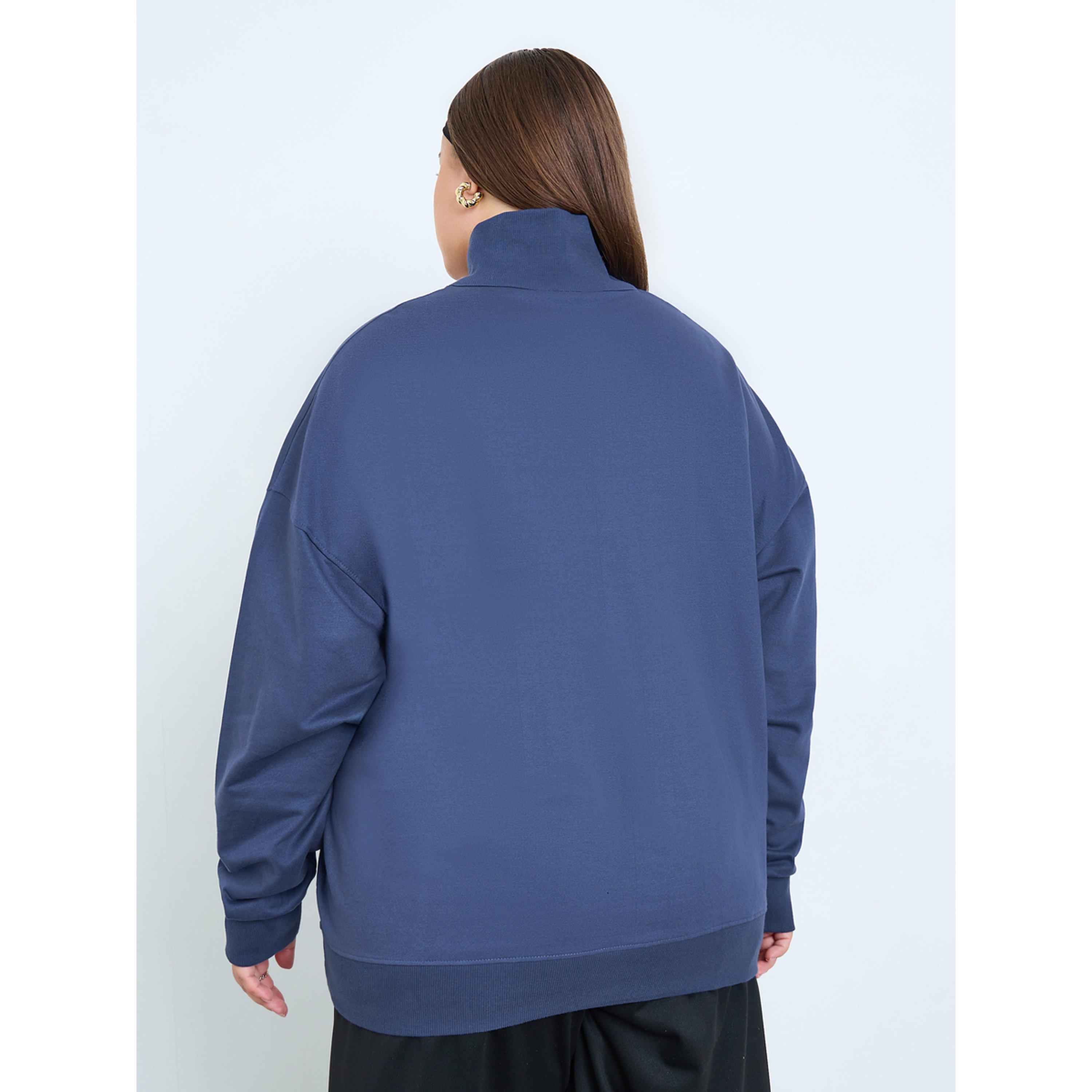 Styli Plus Size Regular Fit Slogan Half-Zip Sweatshirt-women-winterwear-hoodiesandsweatshirts-sweatshirts-image-4