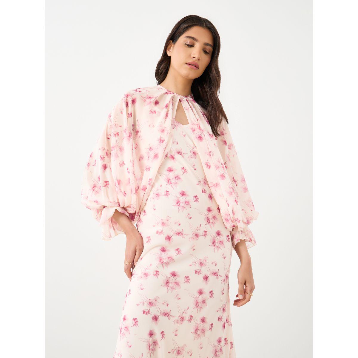 Styli Floral Print Balloon Cape Sleeves Midi Dress-women-clothing-dresses-image-3