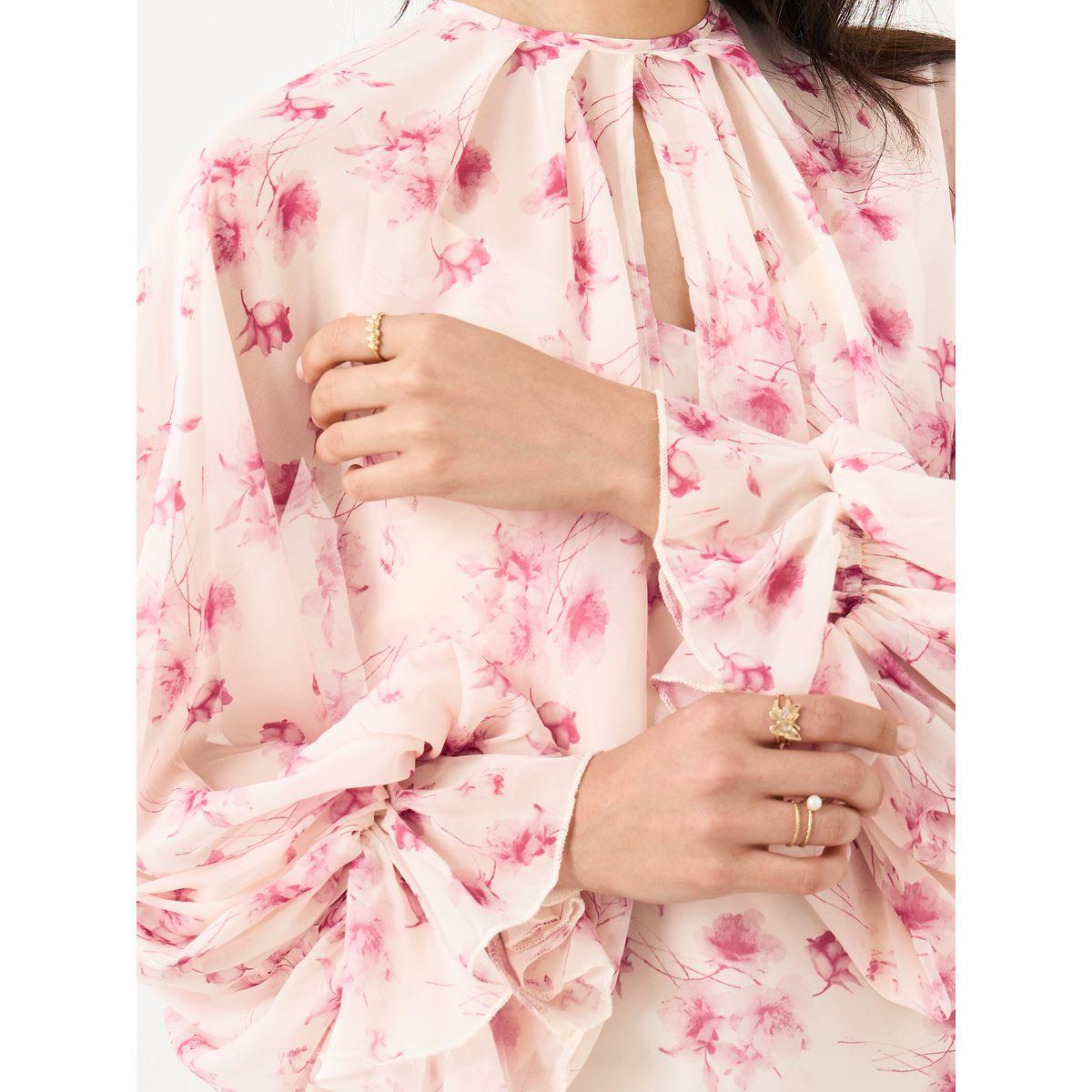 فستان ميدي بطبعة زهور مع أكمام منفوخة بنمط كيب-women-clothing-dresses-image-4