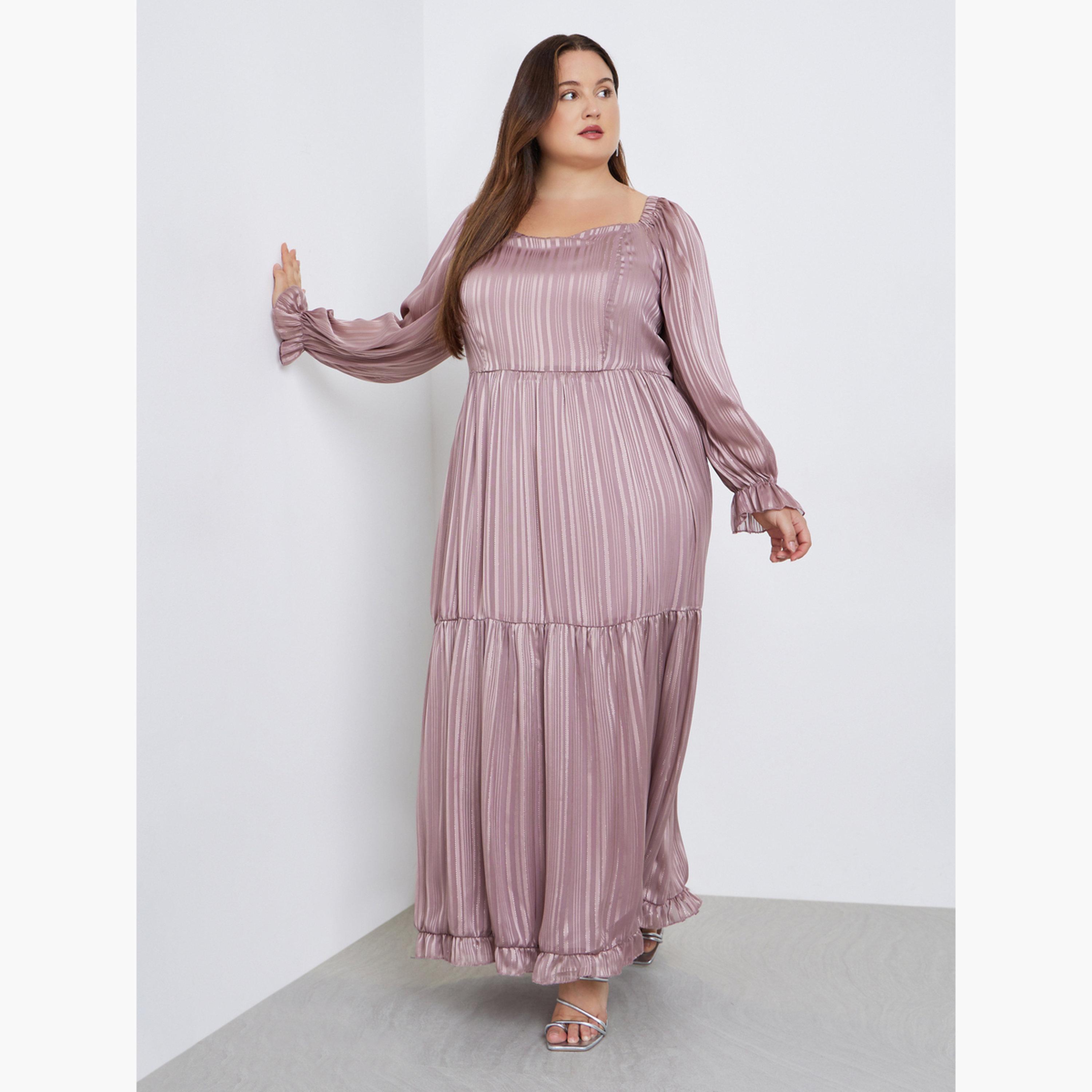 Styli Plus Size Lurex Sweetheart Neck Maxi Dress-women-clothing-dresses-image-2