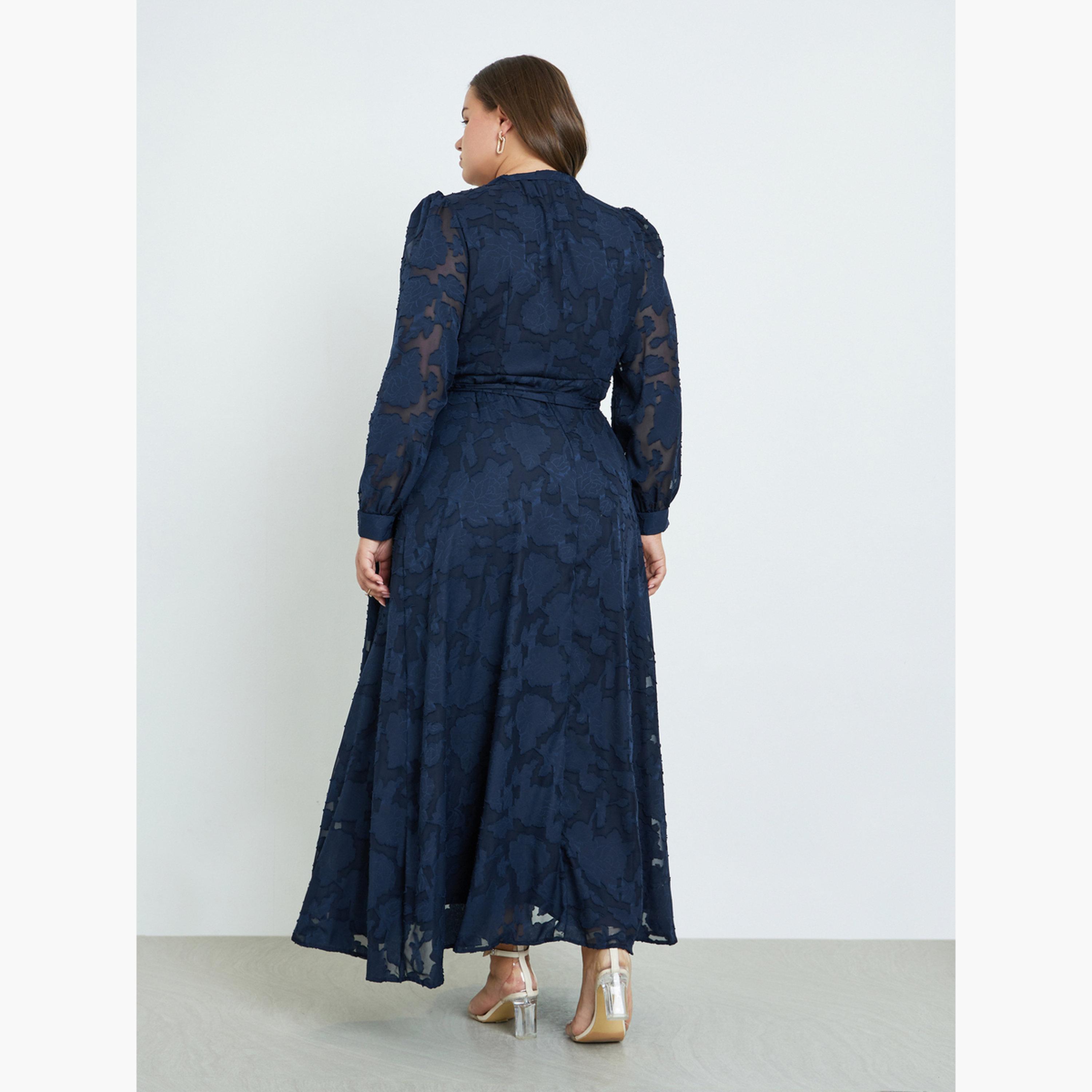 Styli Plus Size Navy Blue Maxi Wrap Dress-women-clothing-dresses-image-3