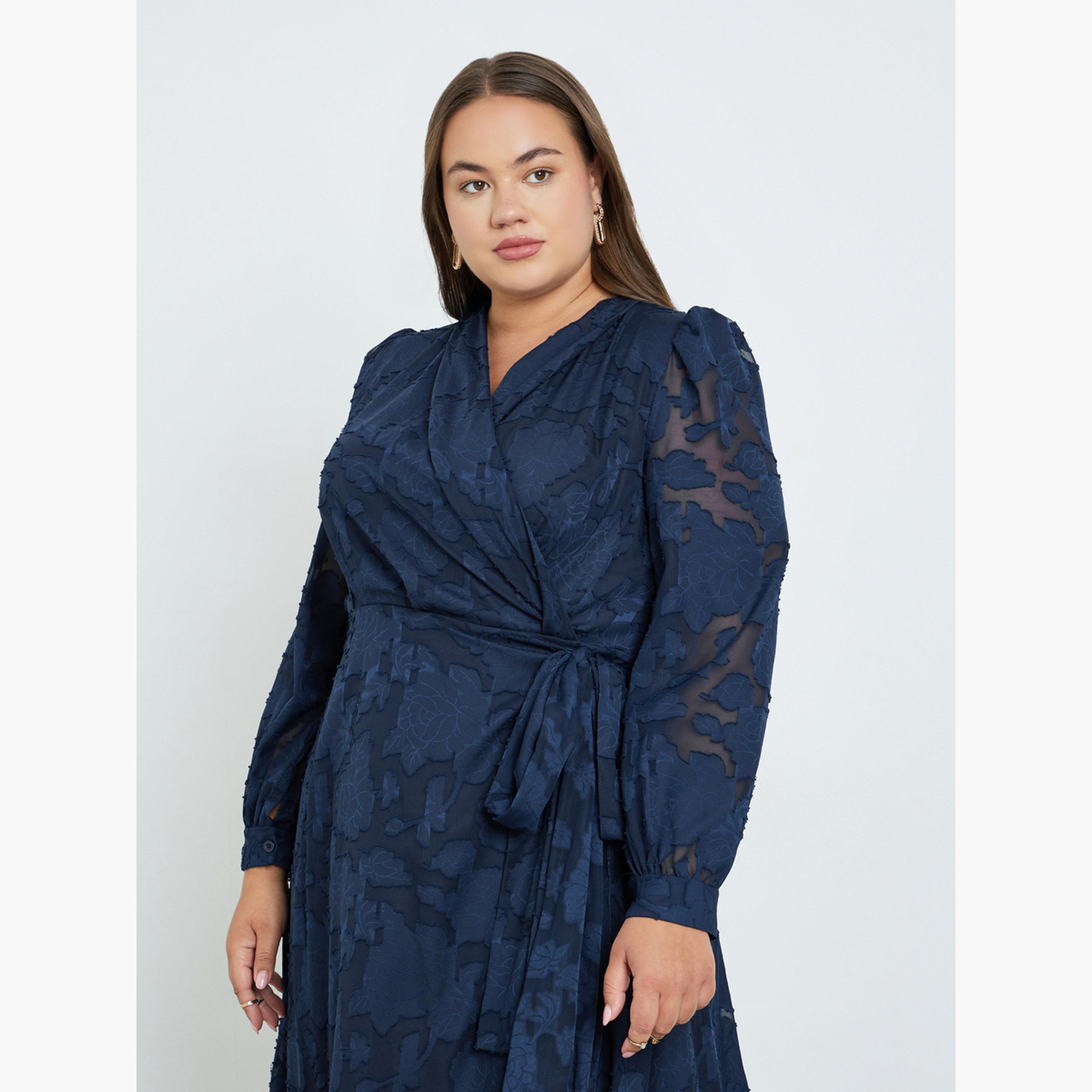 Styli Plus Size Navy Blue Maxi Wrap Dress-women-clothing-dresses-image-4