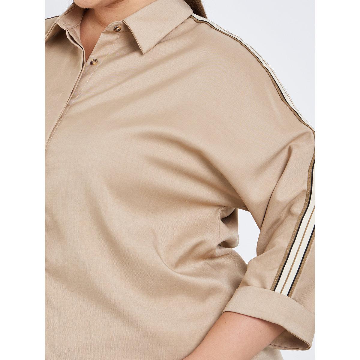 Styli Plus Beige Shirt with Side Tape Detail-women-clothing-shirtsandblouses-shirts-image-4