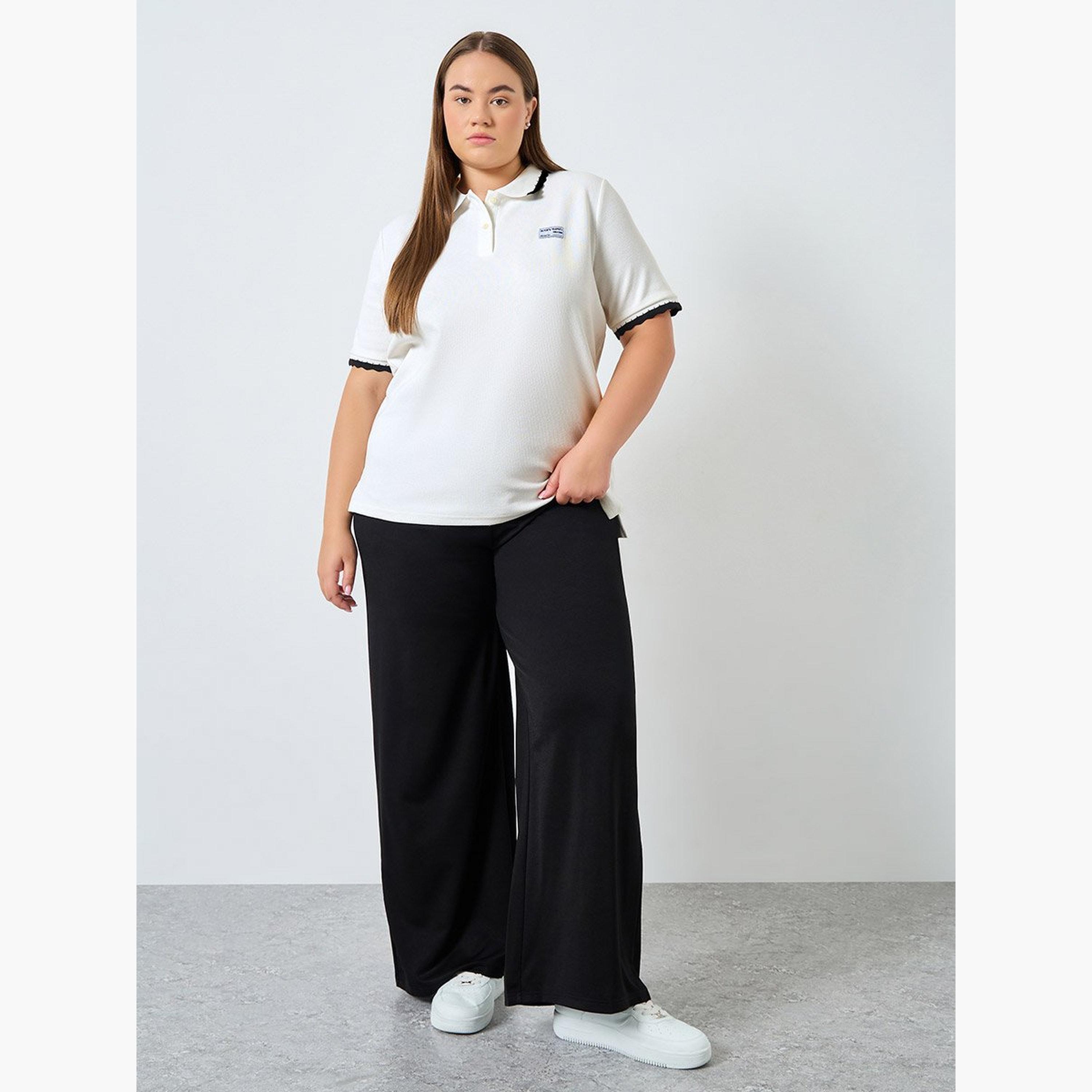 Styli Plus Size White Polo T-Shirt-women-clothing-tshirts-image-1