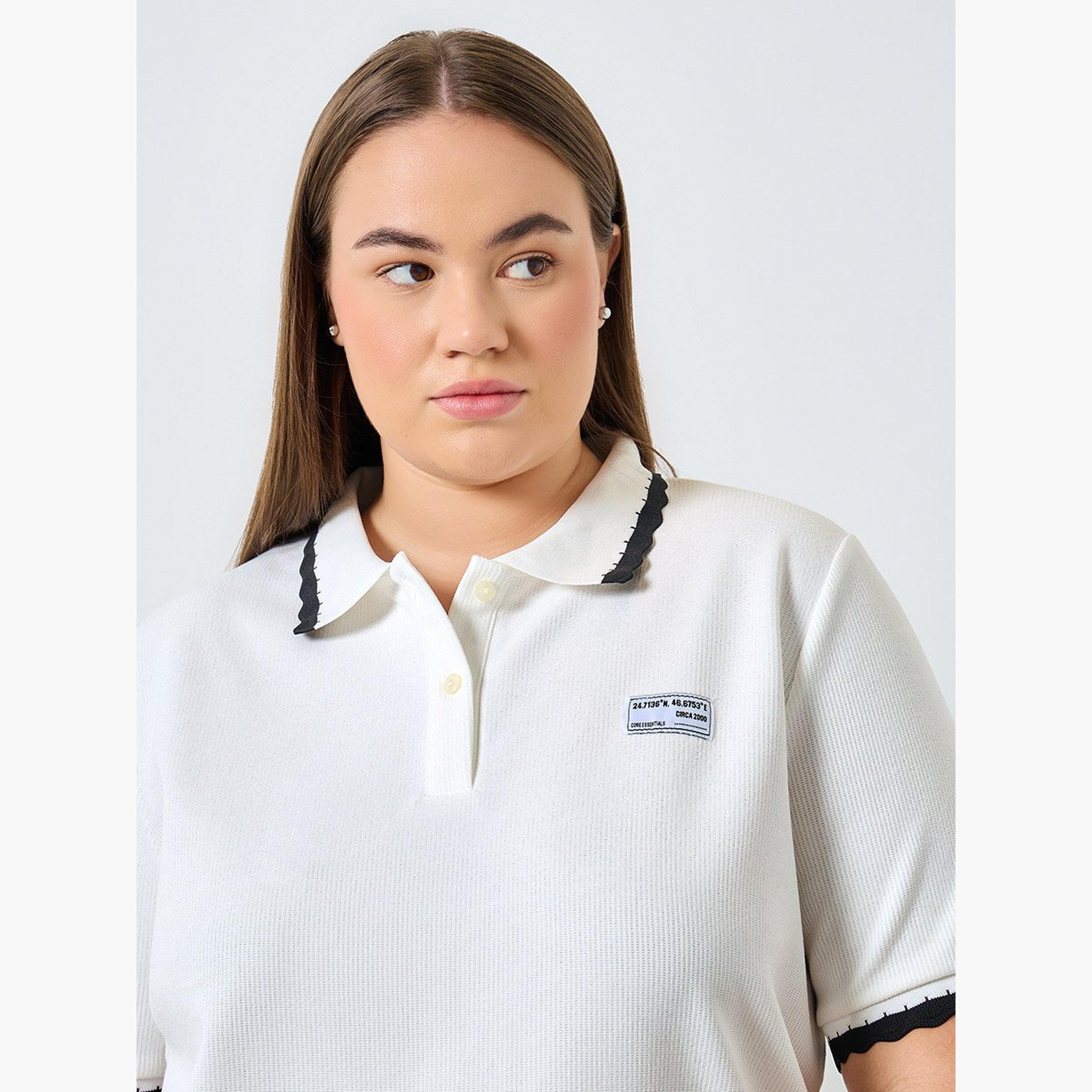 Styli Plus Size White Polo T-Shirt-women-clothing-tshirts-image-3