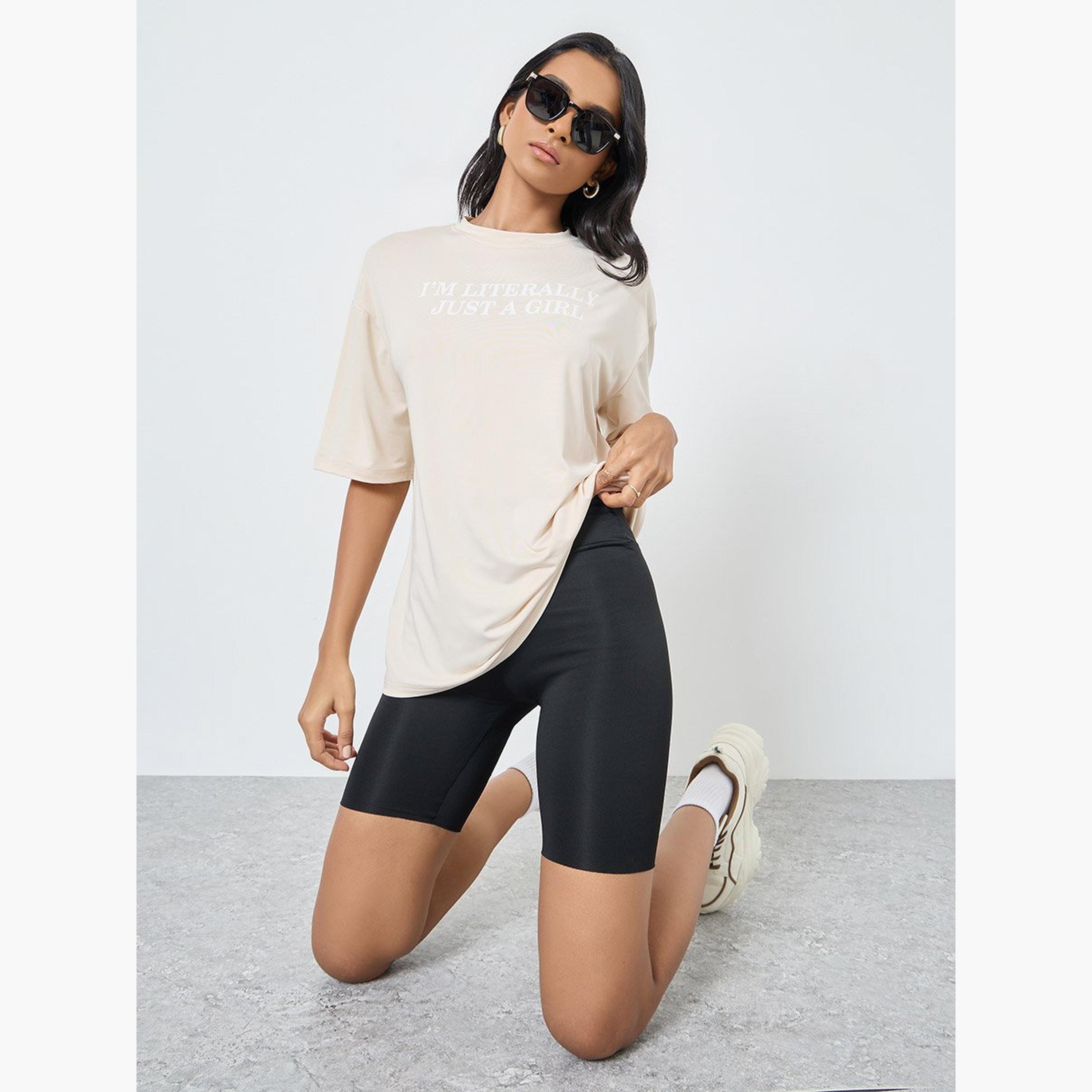 Take Two Cream Slogan Print Oversized T-Shirt-women-clothing-tshirts-image-3