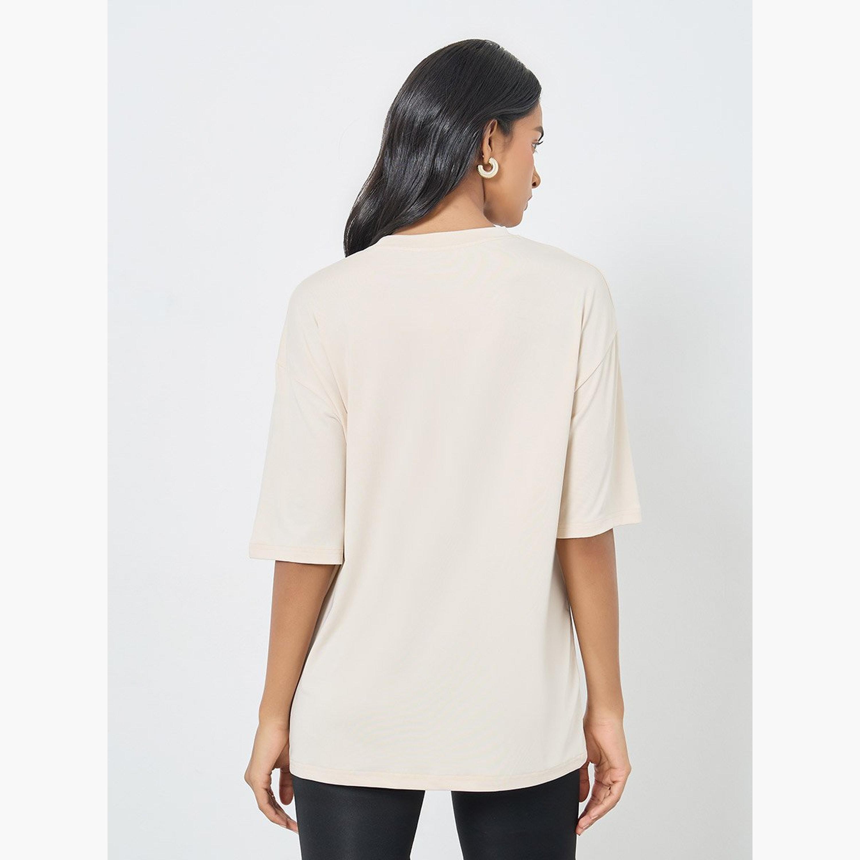 Take Two Cream Slogan Print Oversized T-Shirt-women-clothing-tshirts-image-5