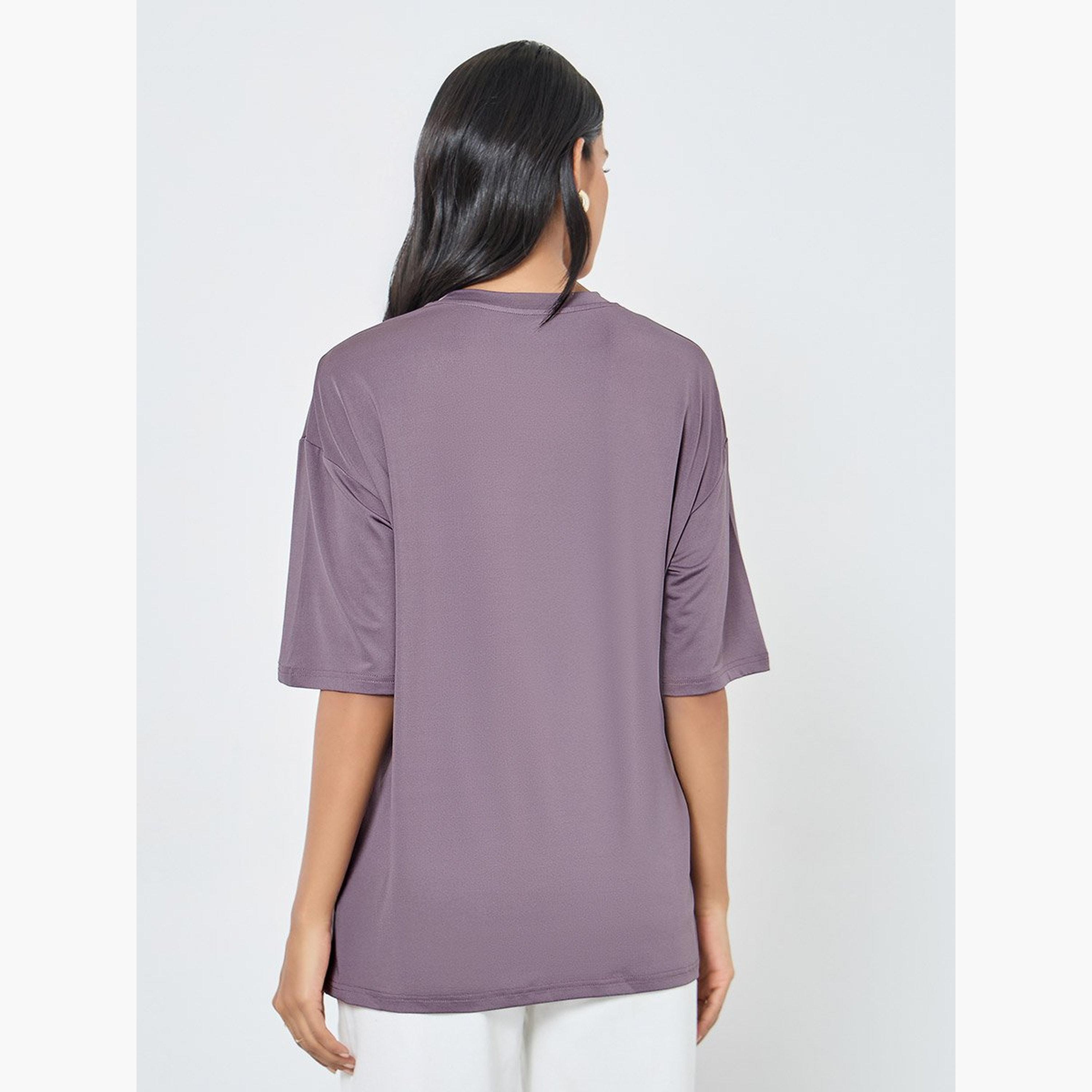 Take Two Purple Slogan Print Oversized T-Shirt-women-clothing-tshirts-image-5
