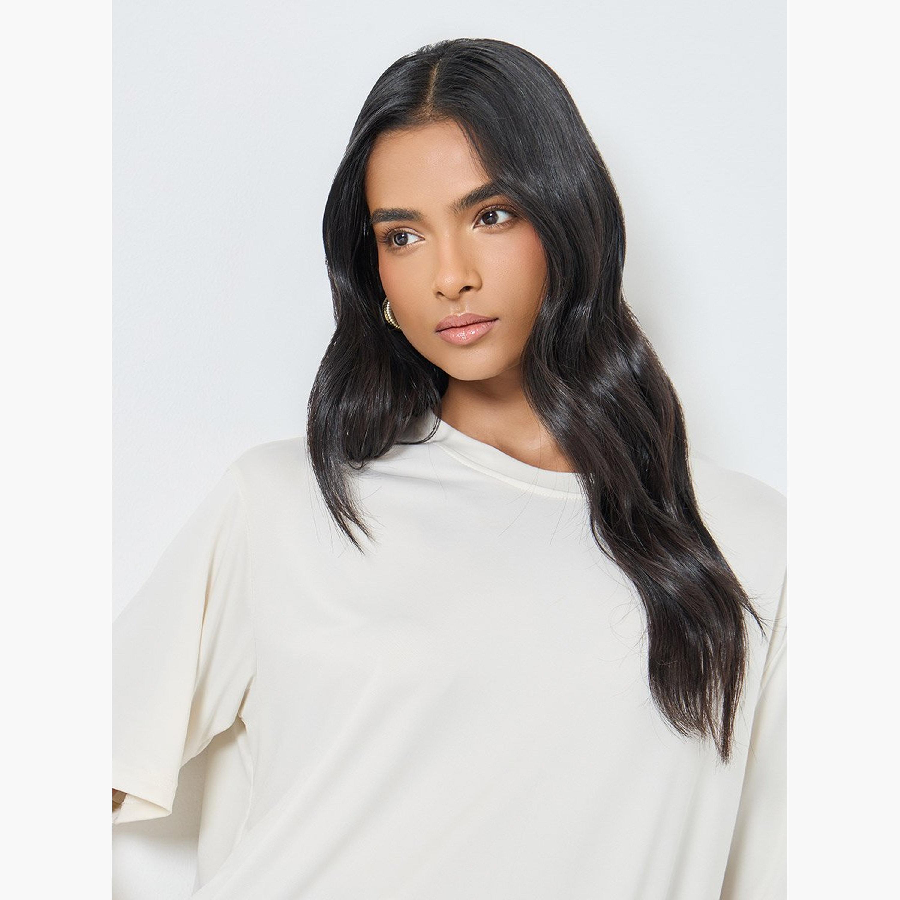 تيك تو - تي شيرت للنساء كريمي مقاس كبير-women-clothing-tshirts-image-4