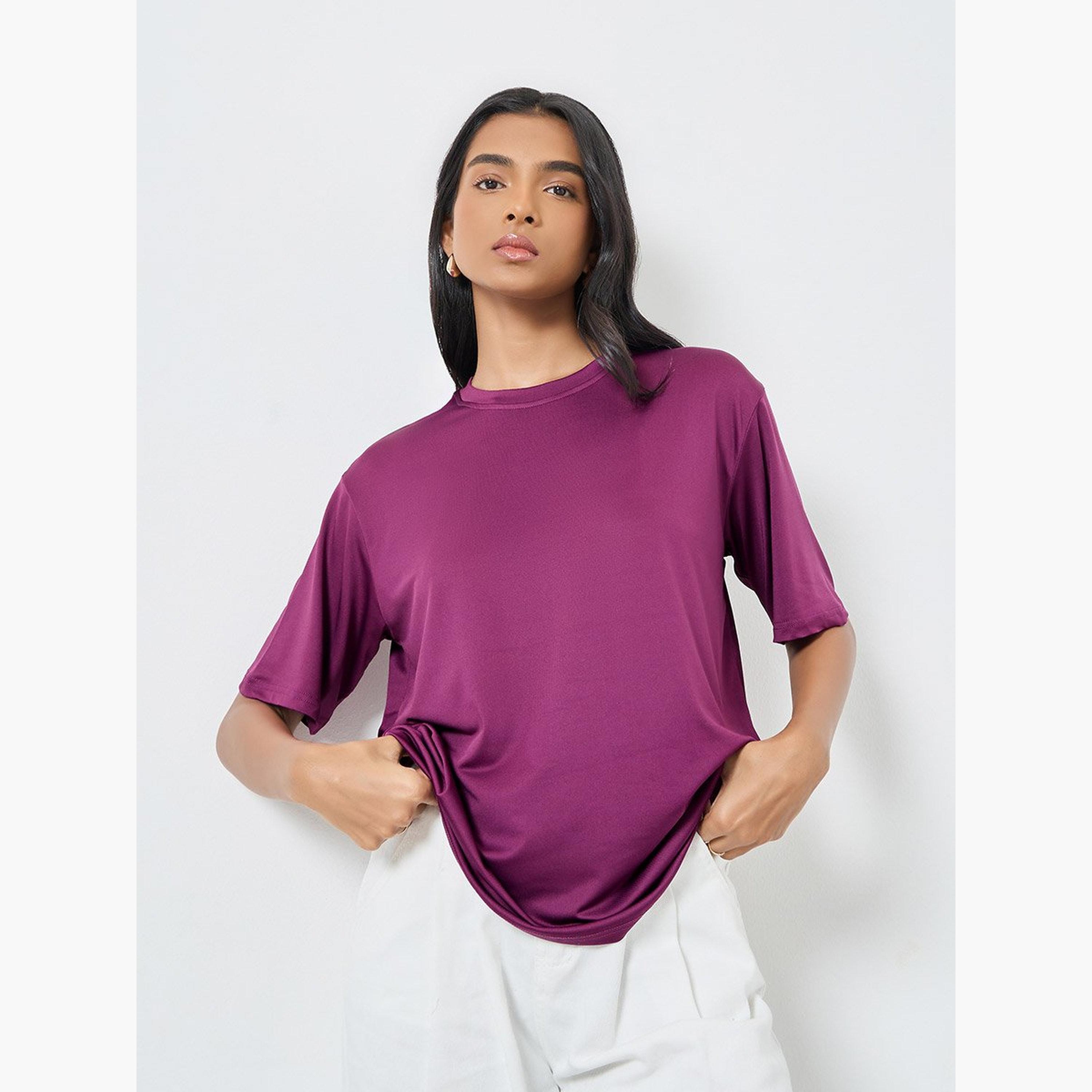 Take Two Women Purple Oversized T-Shirt-women-clothing-tshirts-image-1