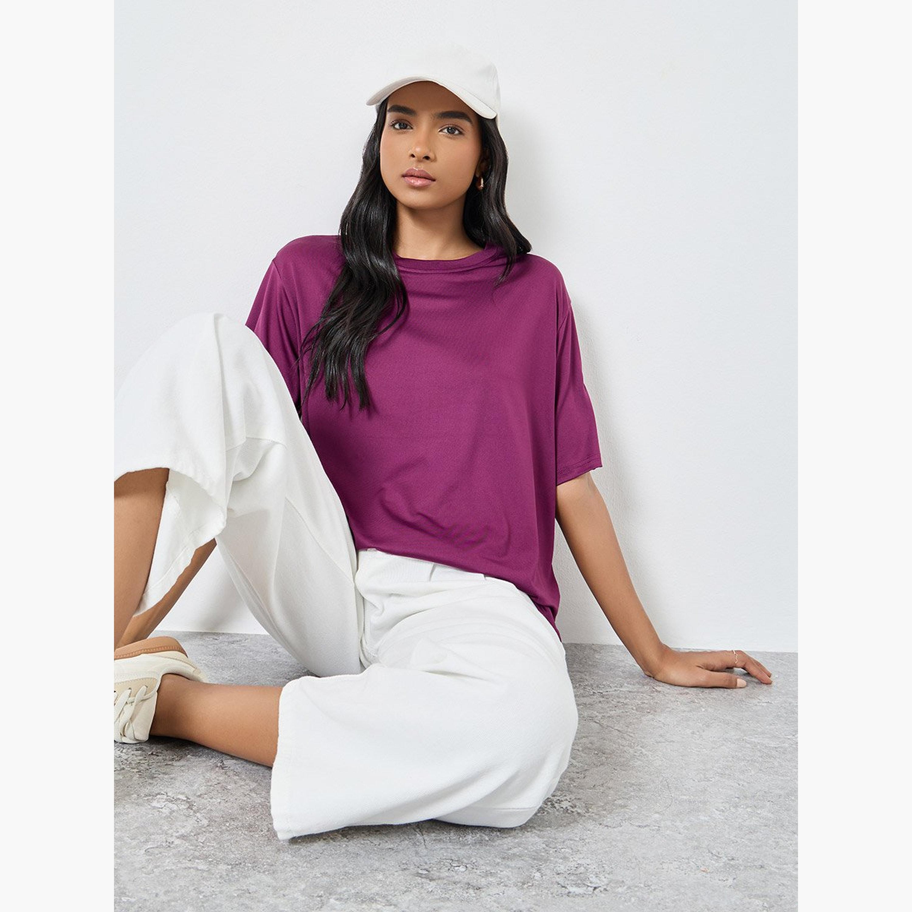 Take Two Women Purple Oversized T-Shirt-women-clothing-tshirts-image-3