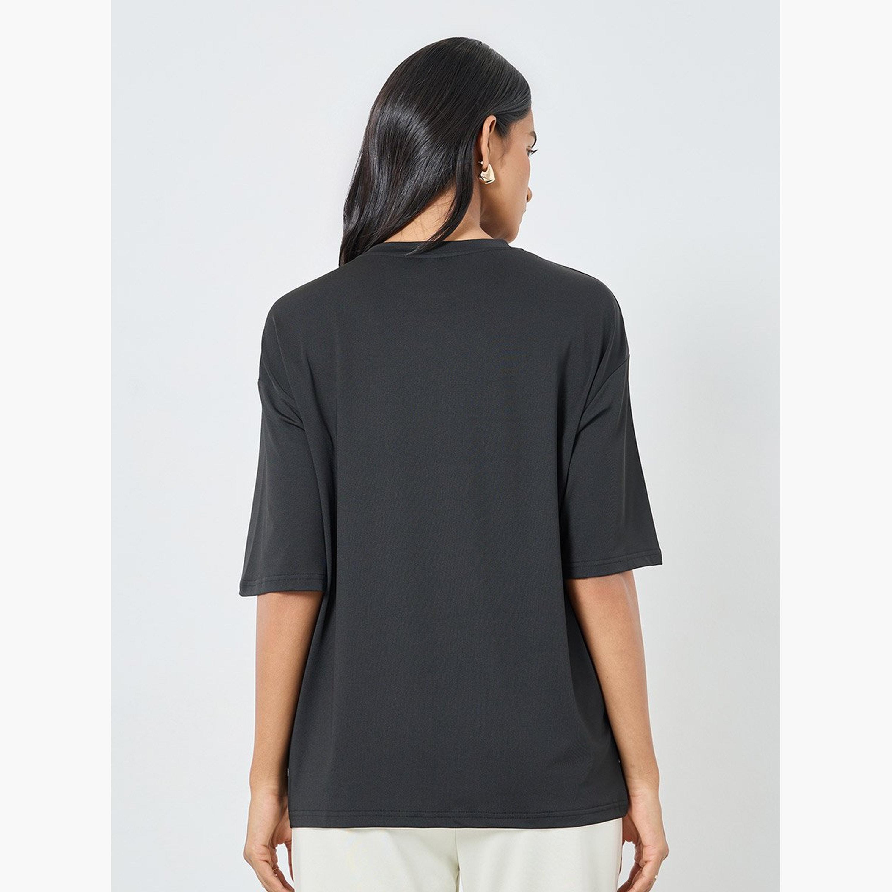 Take Two Women Black Slogan Oversized T-Shirt-women-clothing-tshirts-image-5