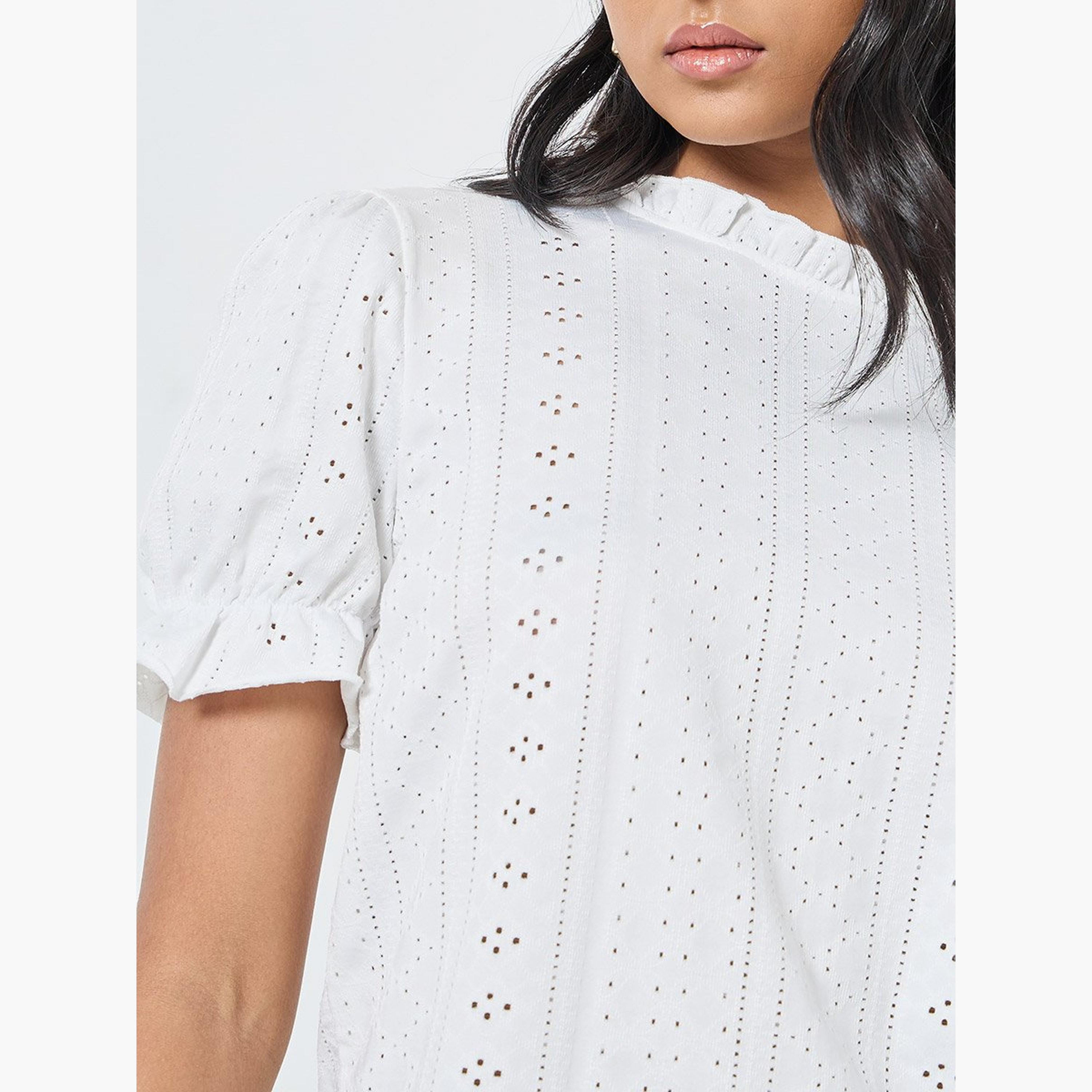 تيك تو - بلوزة شيفلي بيضاء بأكمام منتفخة-women-clothing-shirtsandblouses-blouses-image-4