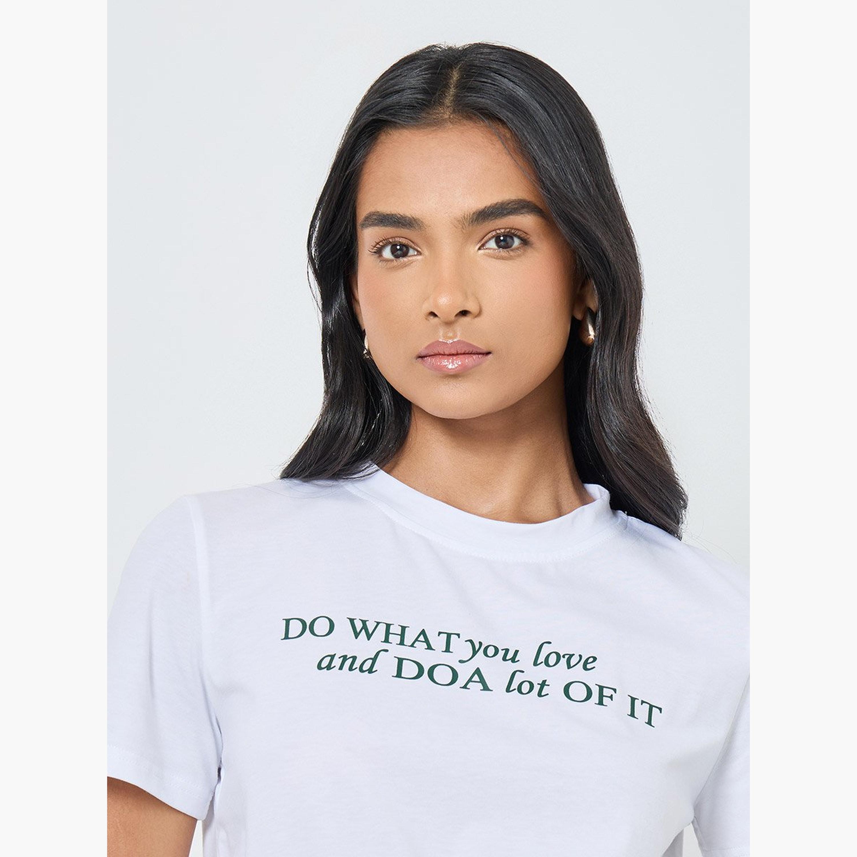 Take Two White Regular Fit Slogan T-Shirt-women-clothing-tshirts-image-4