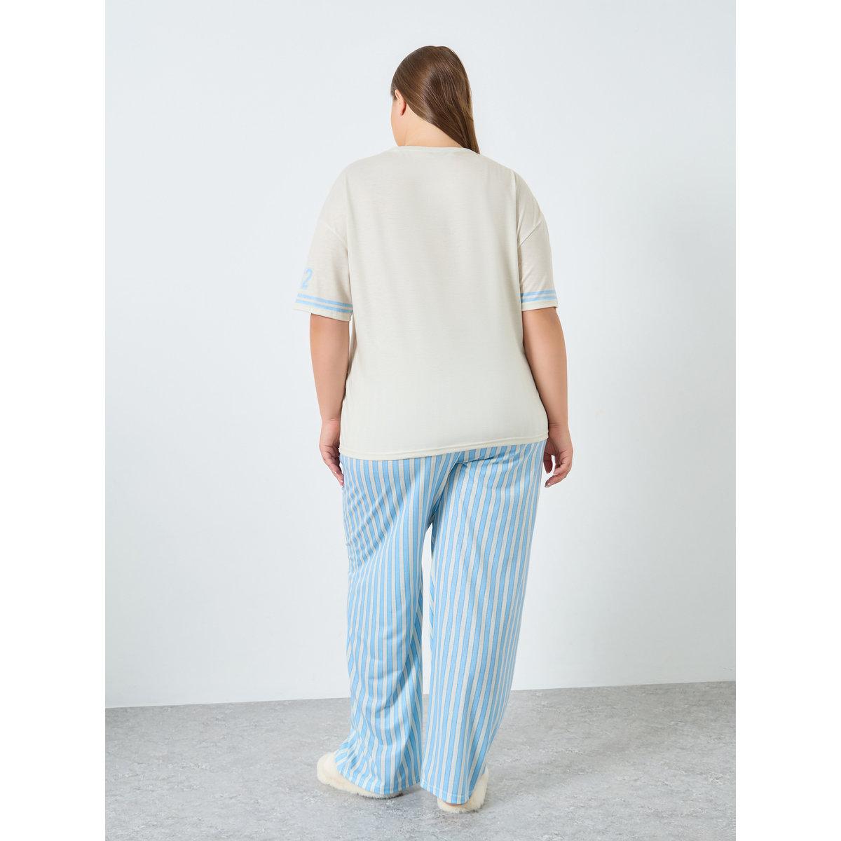 Styli Plus Size Striped T-Shirt and Pyjama Set-women-clothing-nightwear-pyjamas-longsets-image-5