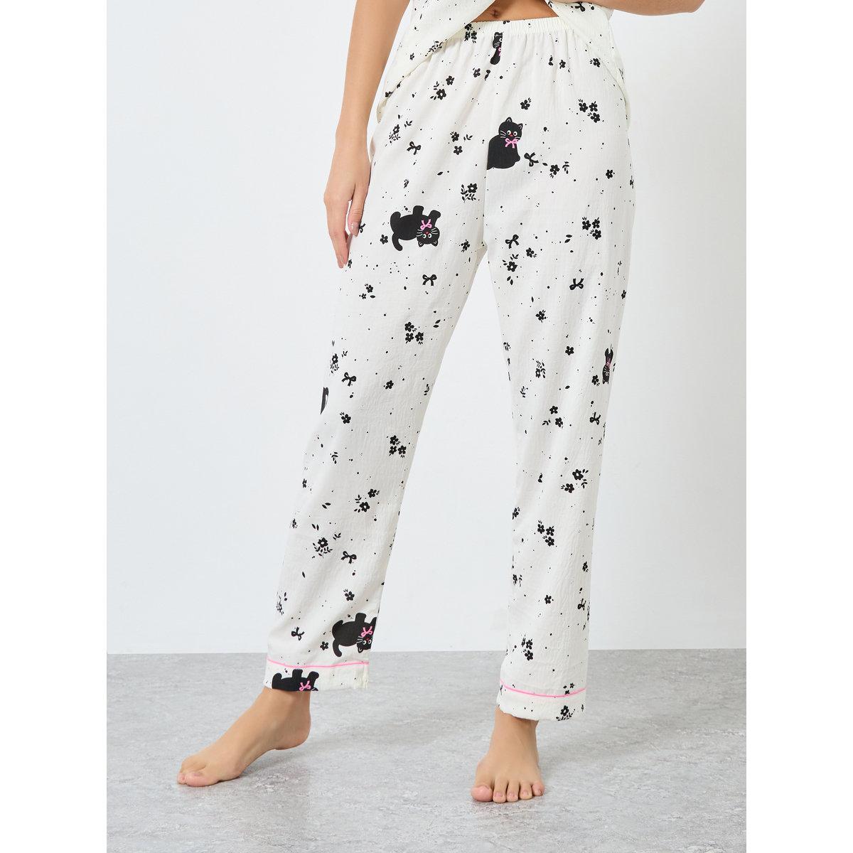 Styli Pack of 3 - Cat Print Shirt, Short and Pyjama-women-clothing-nightwear-pyjamas-longsets-image-6