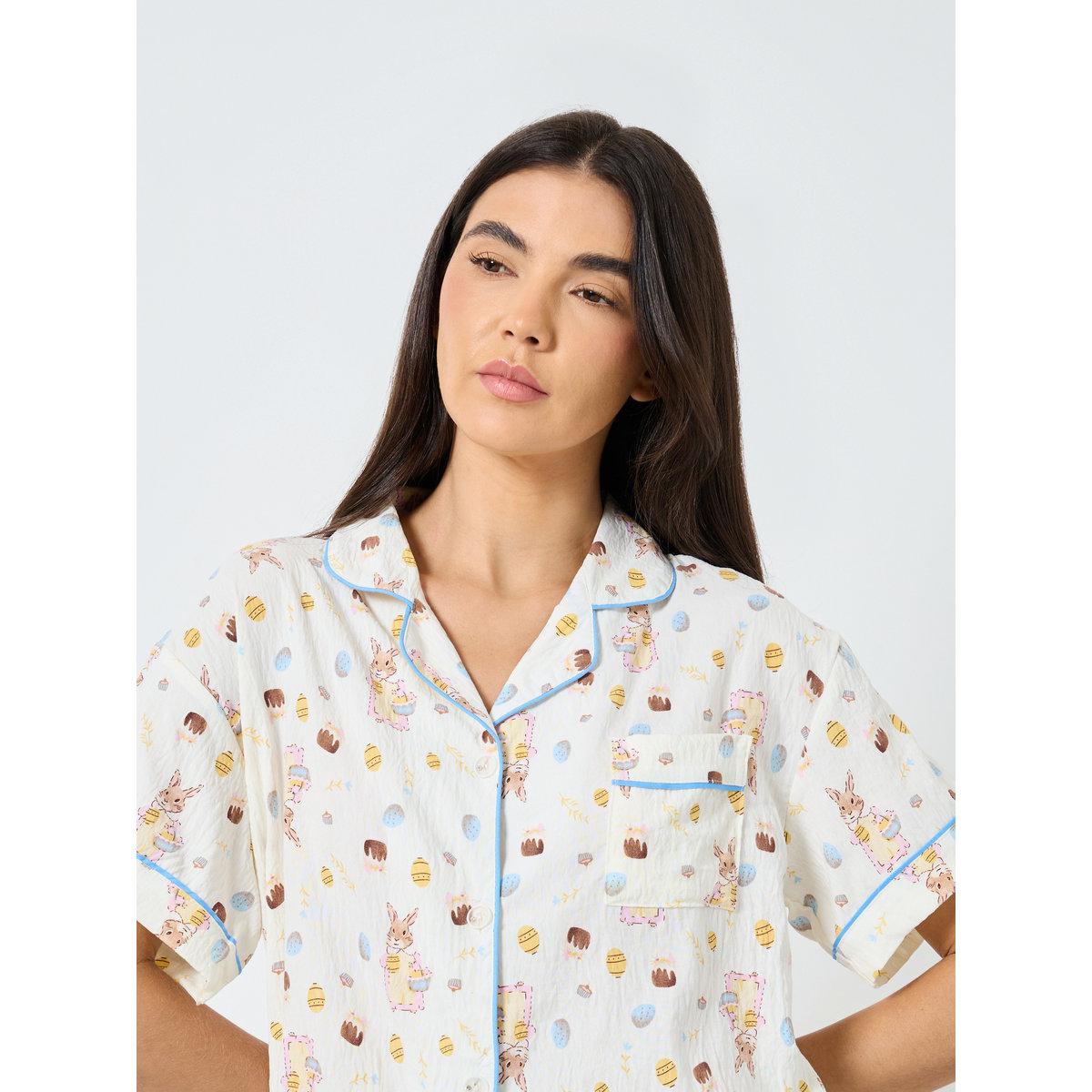 Styli Pack of 3 - All Over Rabbit Print Shirt, Shorts and Pyjama-women-clothing-nightwear-pyjamas-longsets-image-3