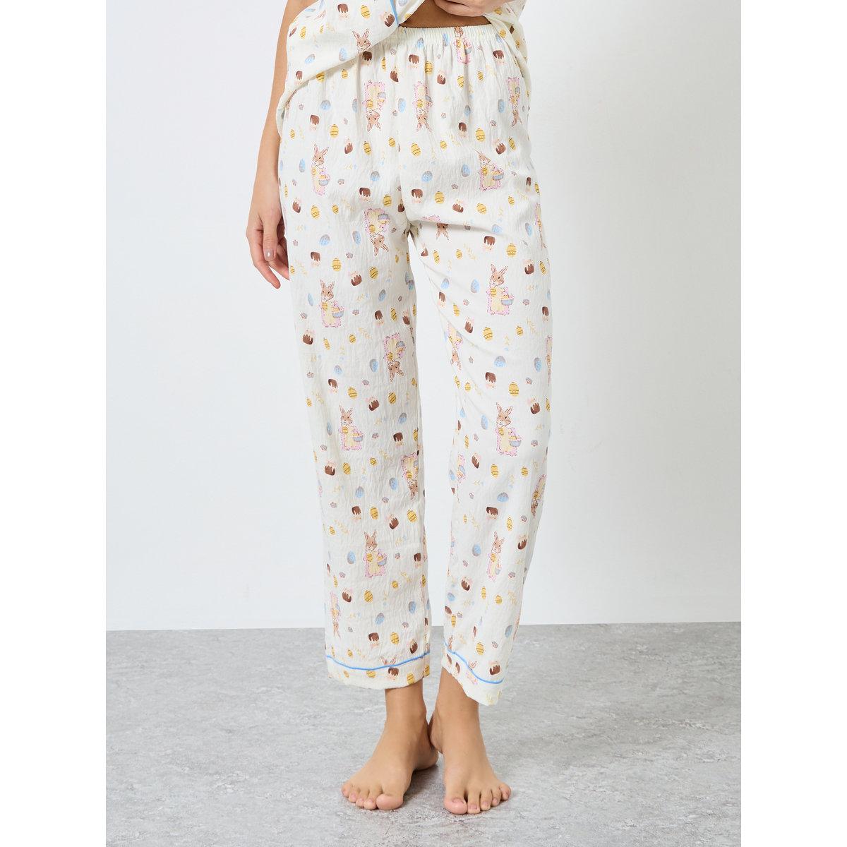 Styli Pack of 3 - All Over Rabbit Print Shirt, Shorts and Pyjama-women-clothing-nightwear-pyjamas-longsets-image-5