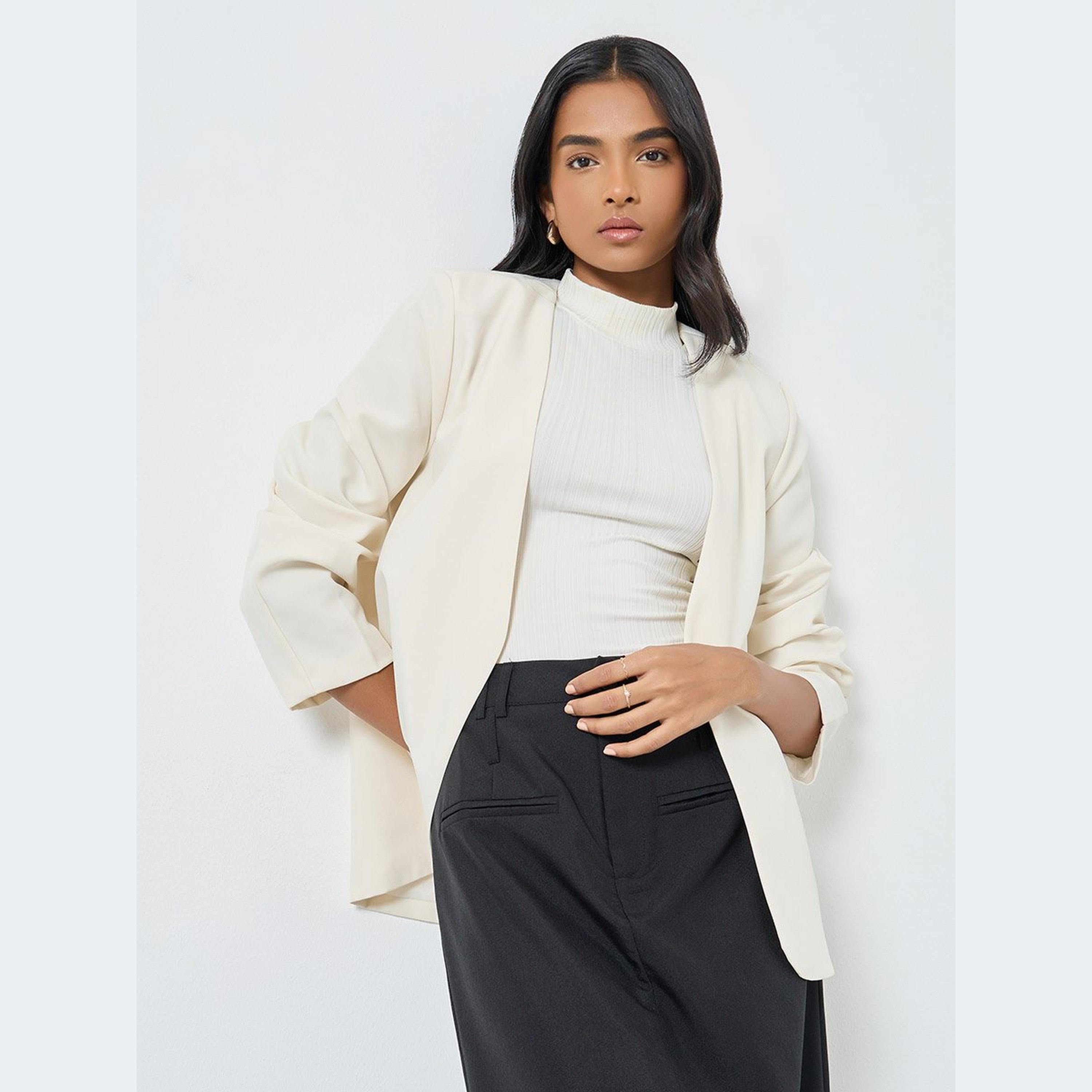 Take Two Cream Edge-to-Edge Regular Fit Blazer-women-clothing-coatsandjackets-blazers-image-1