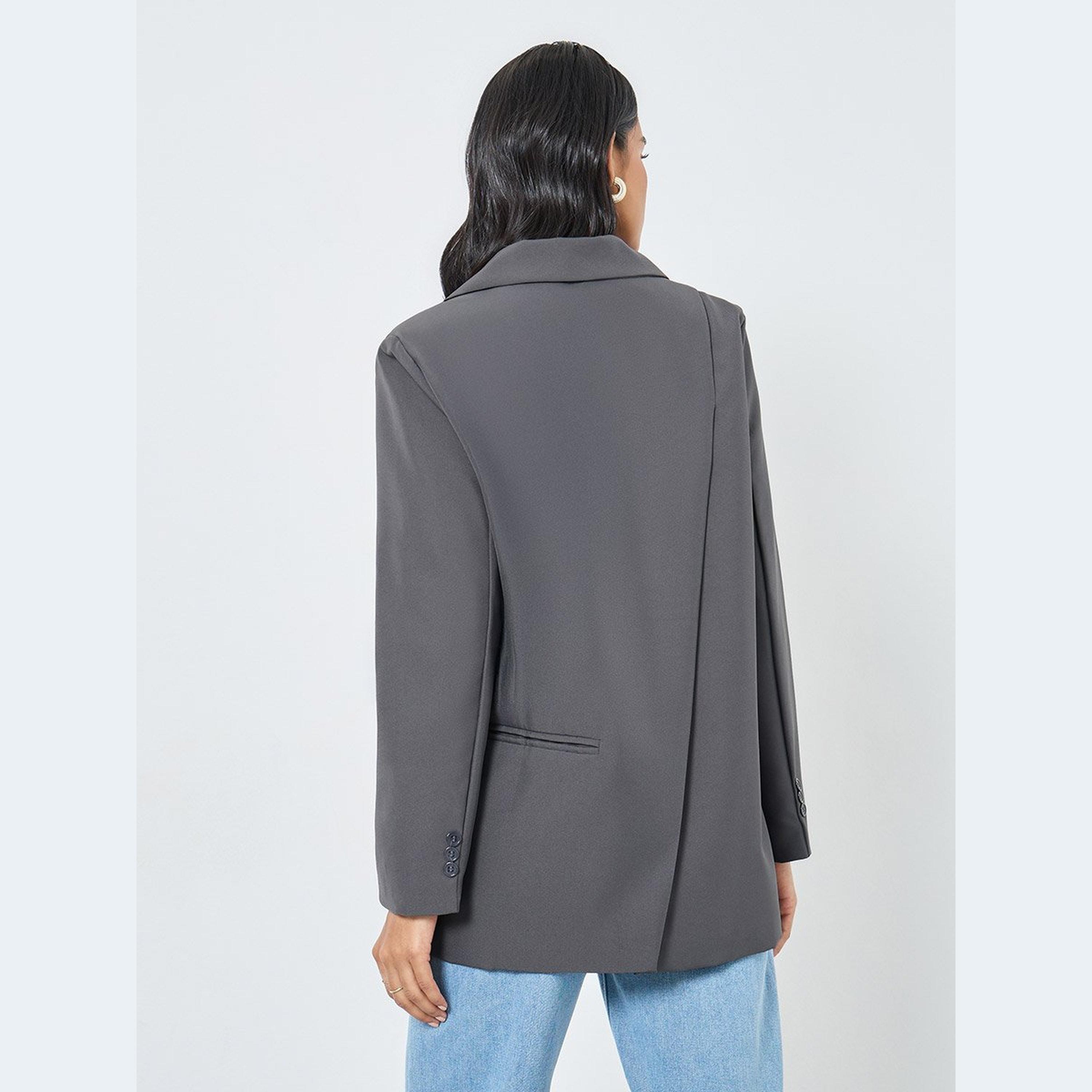 تيك تو - سترة مقاس كبير بأزرار سادة-women-clothing-coatsandjackets-blazers-image-5