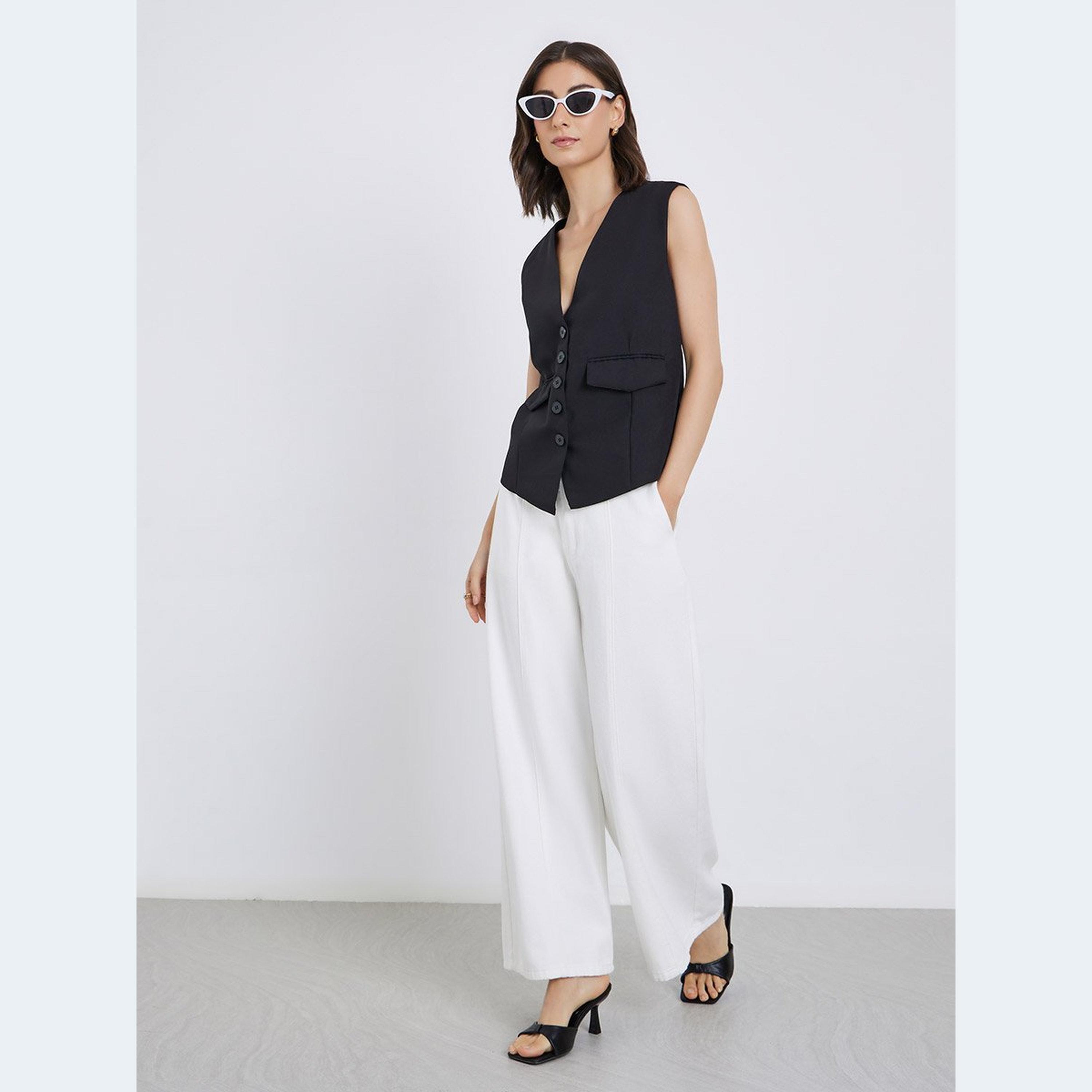 Take Two Women Black Buttoned Waistcoat-women-clothing-coatsandjackets-waistcoats-image-2