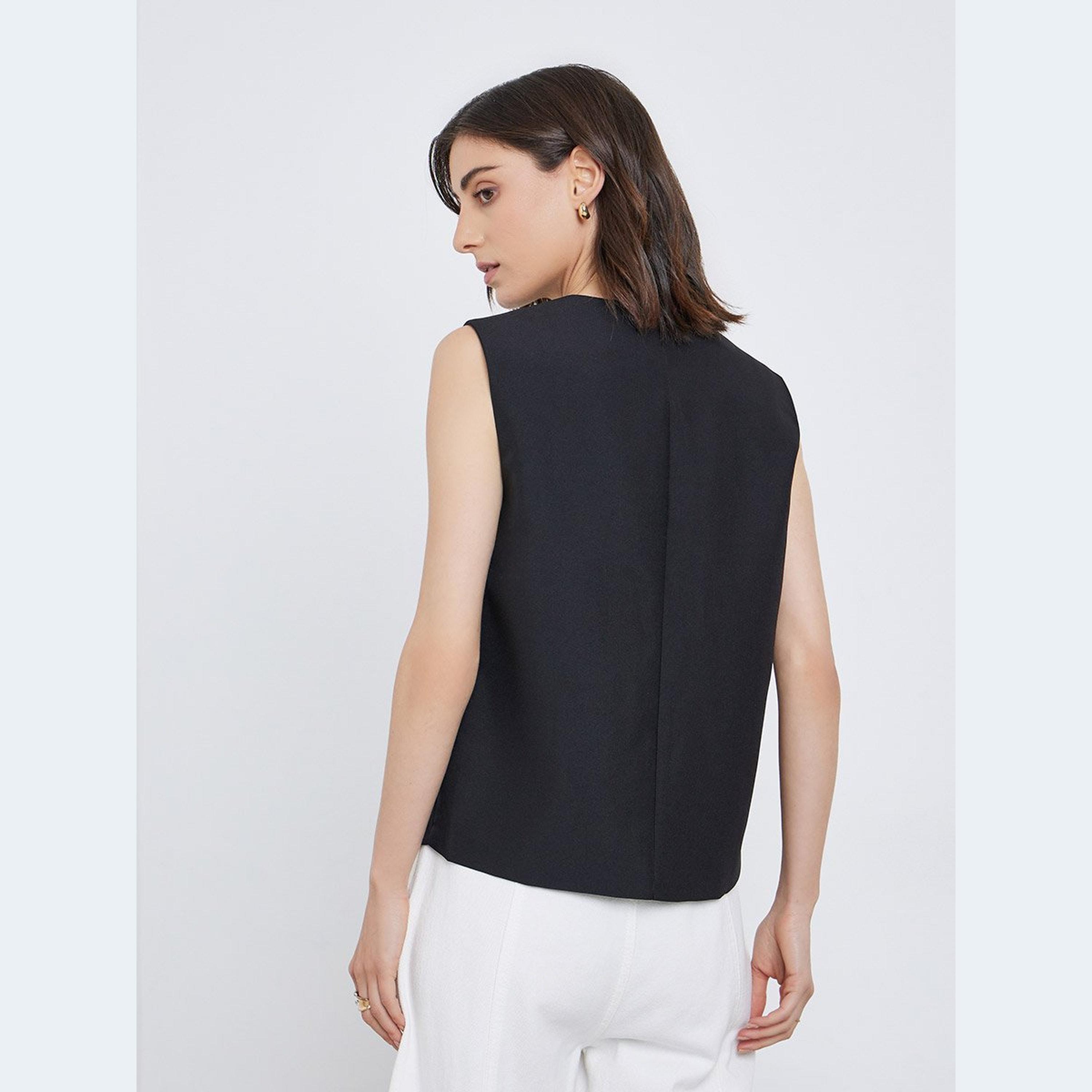 Take Two Women Black Buttoned Waistcoat-women-clothing-coatsandjackets-waistcoats-image-4