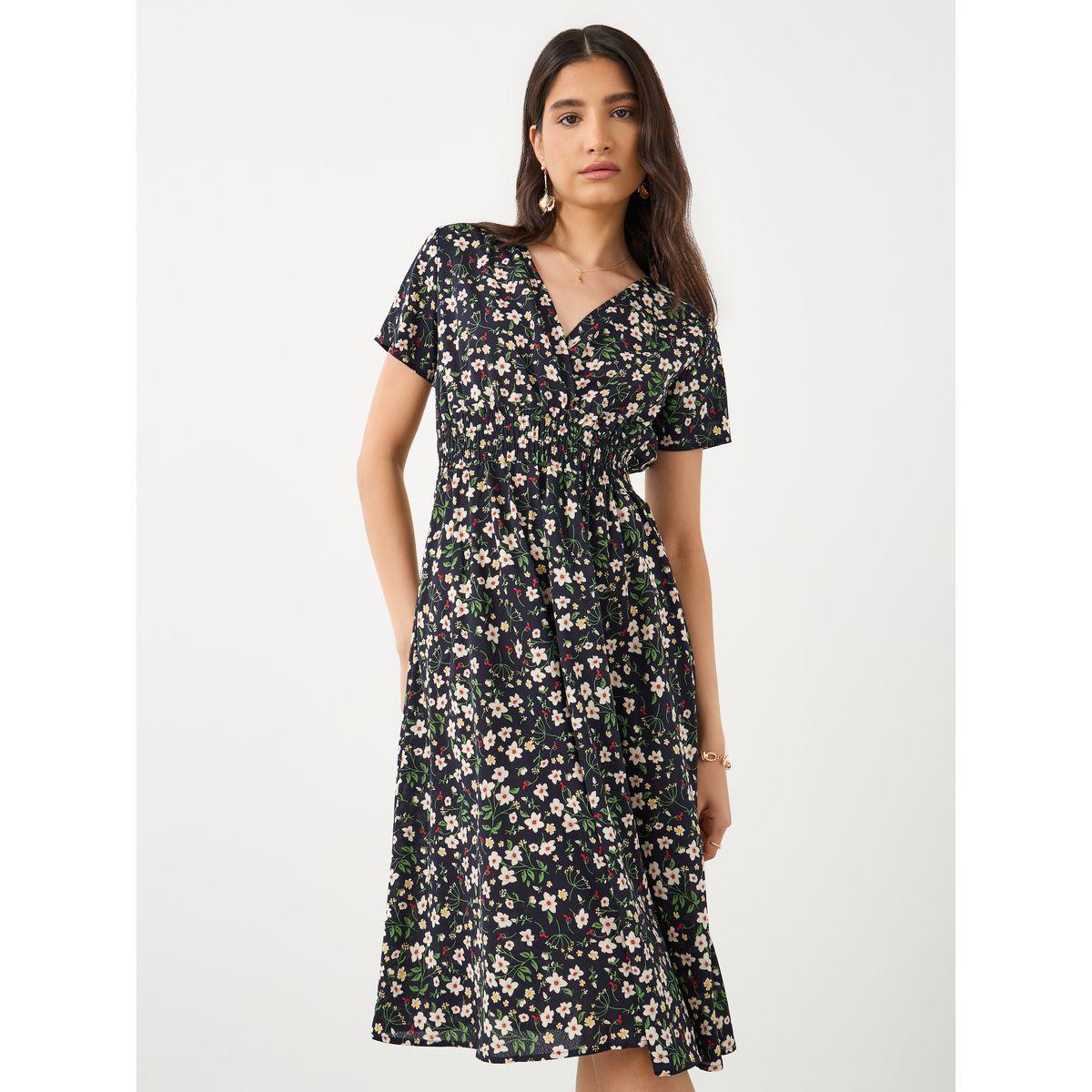 فستان ميدي بطبعة زهور وأكمام قصيرة-women-clothing-dresses-image-3