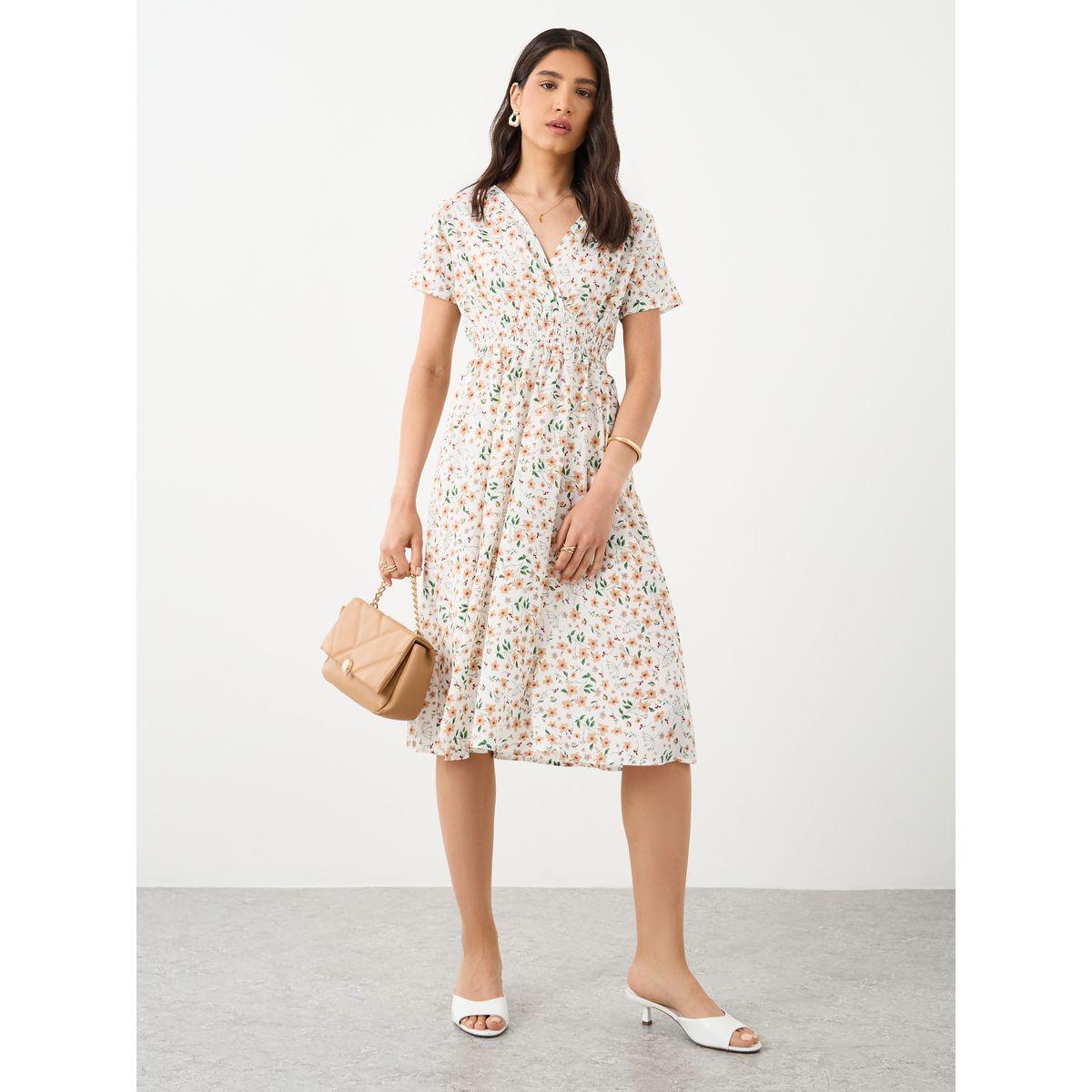 فستان ميدي بطبعة زهور مع أكمام قصيرة-women-clothing-dresses-image-2