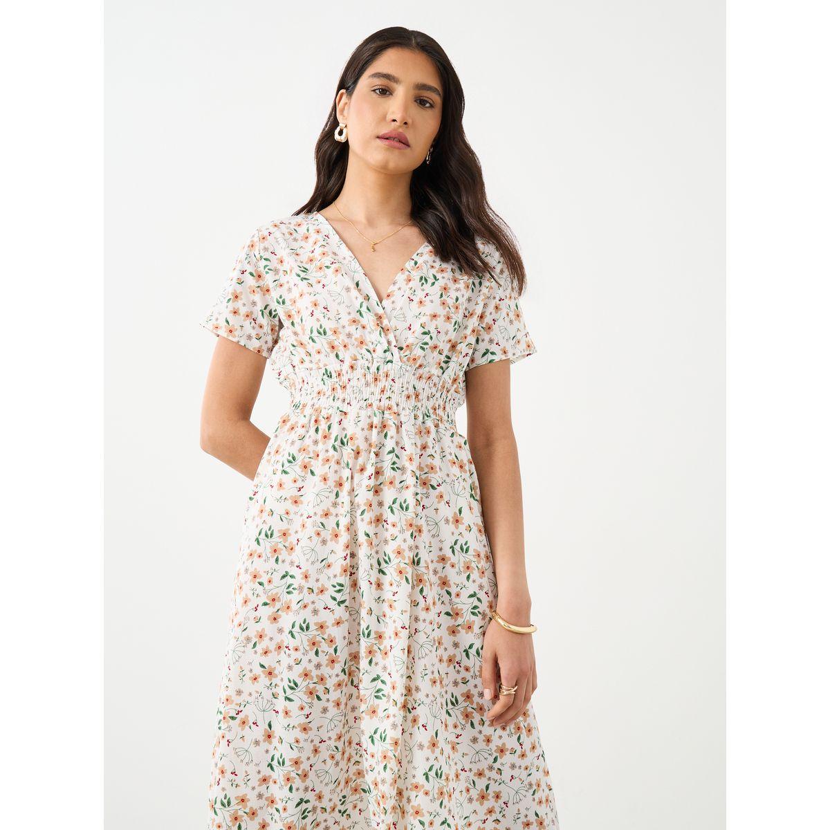 فستان ميدي بطبعة زهور مع أكمام قصيرة-women-clothing-dresses-image-3