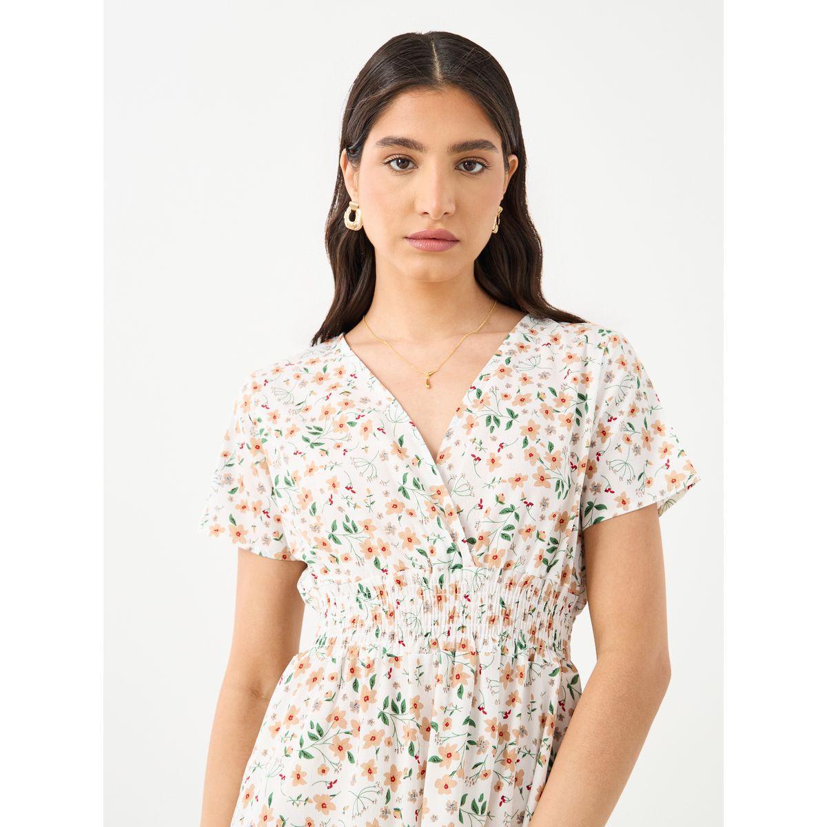 فستان ميدي بطبعة زهور مع أكمام قصيرة-women-clothing-dresses-image-4
