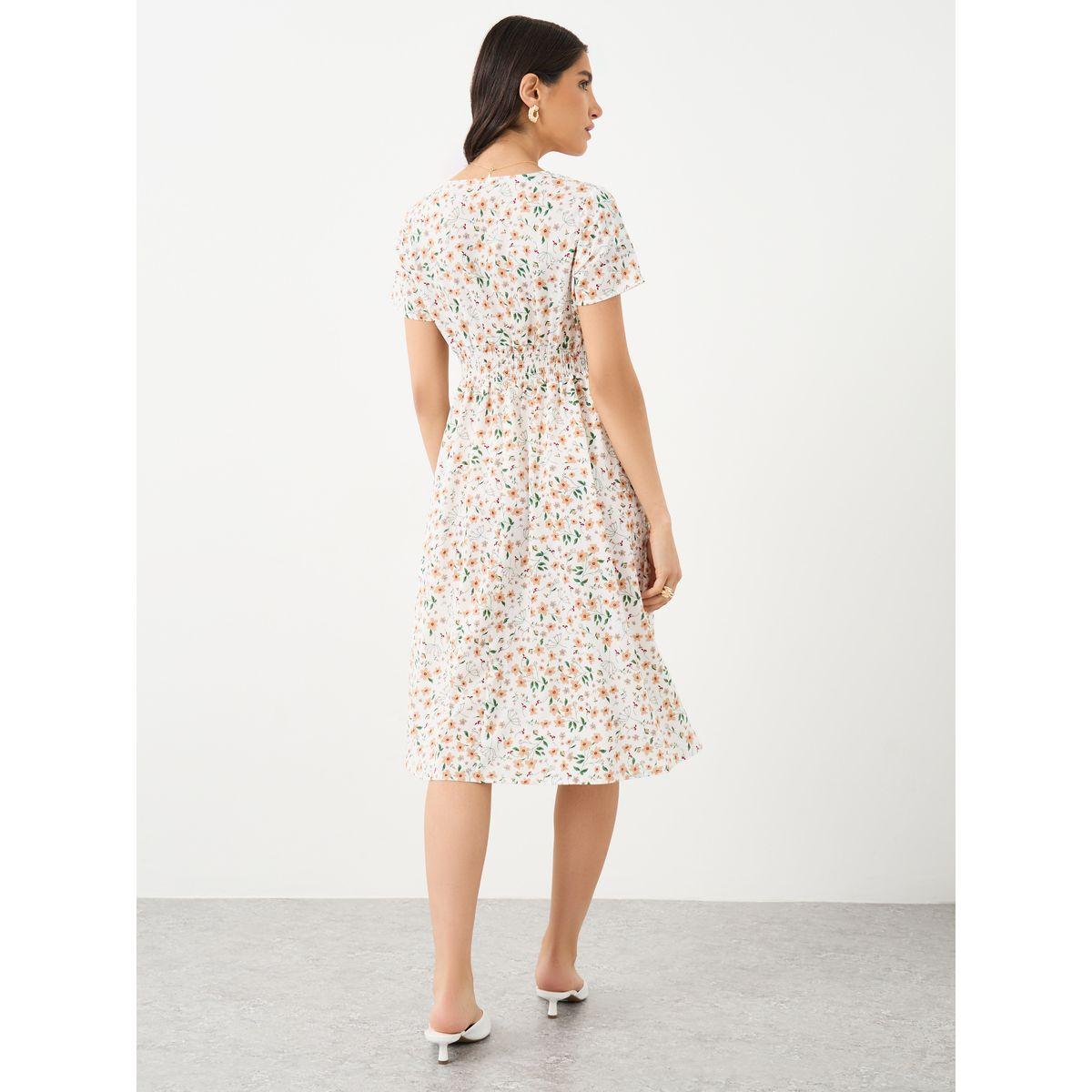 فستان ميدي بطبعة زهور مع أكمام قصيرة-women-clothing-dresses-image-5